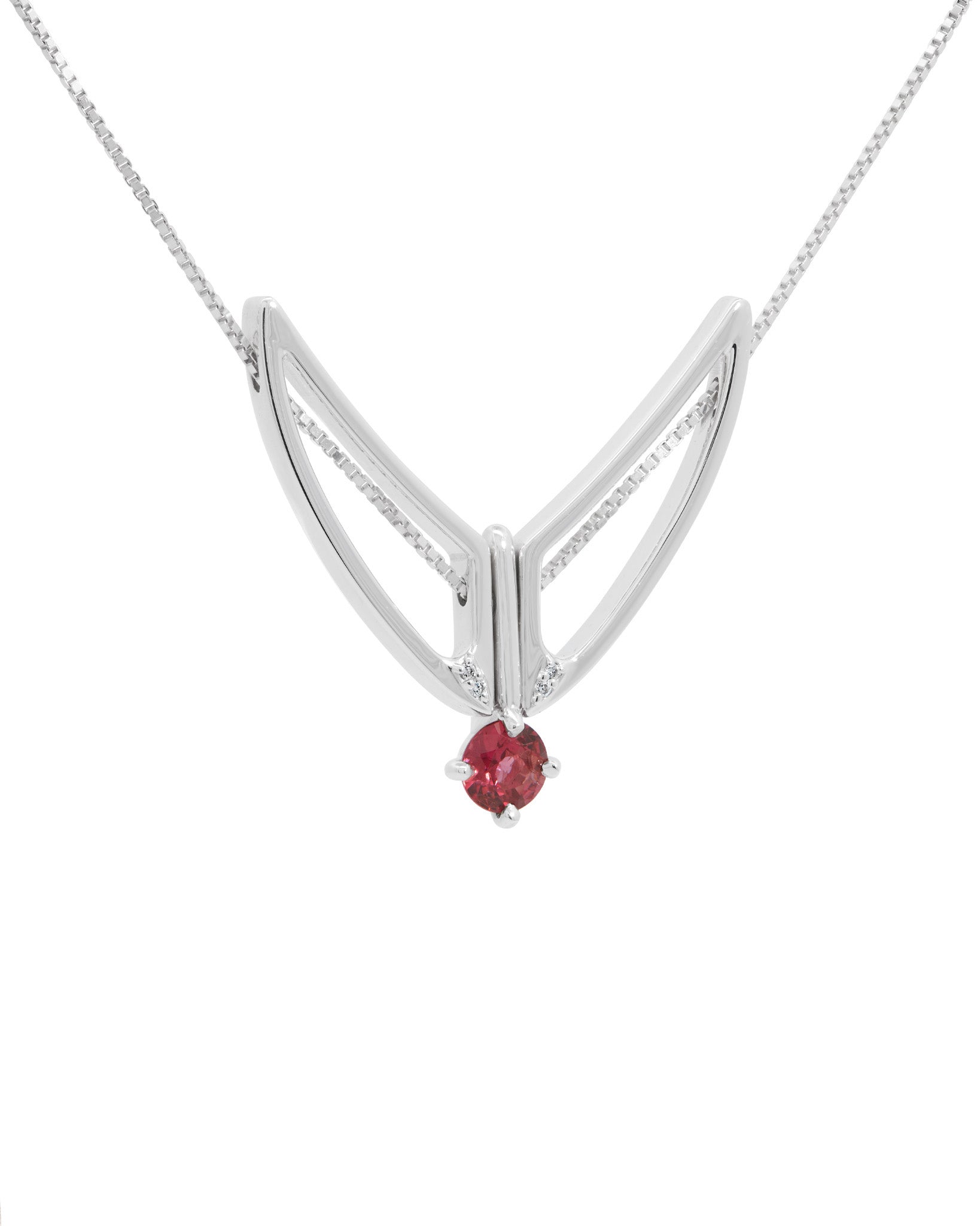 Elegant presentation of the Hype Women x Bliss Lau Attune Silver Necklace With Garnet, representing luxury in women’s silver necklace design.