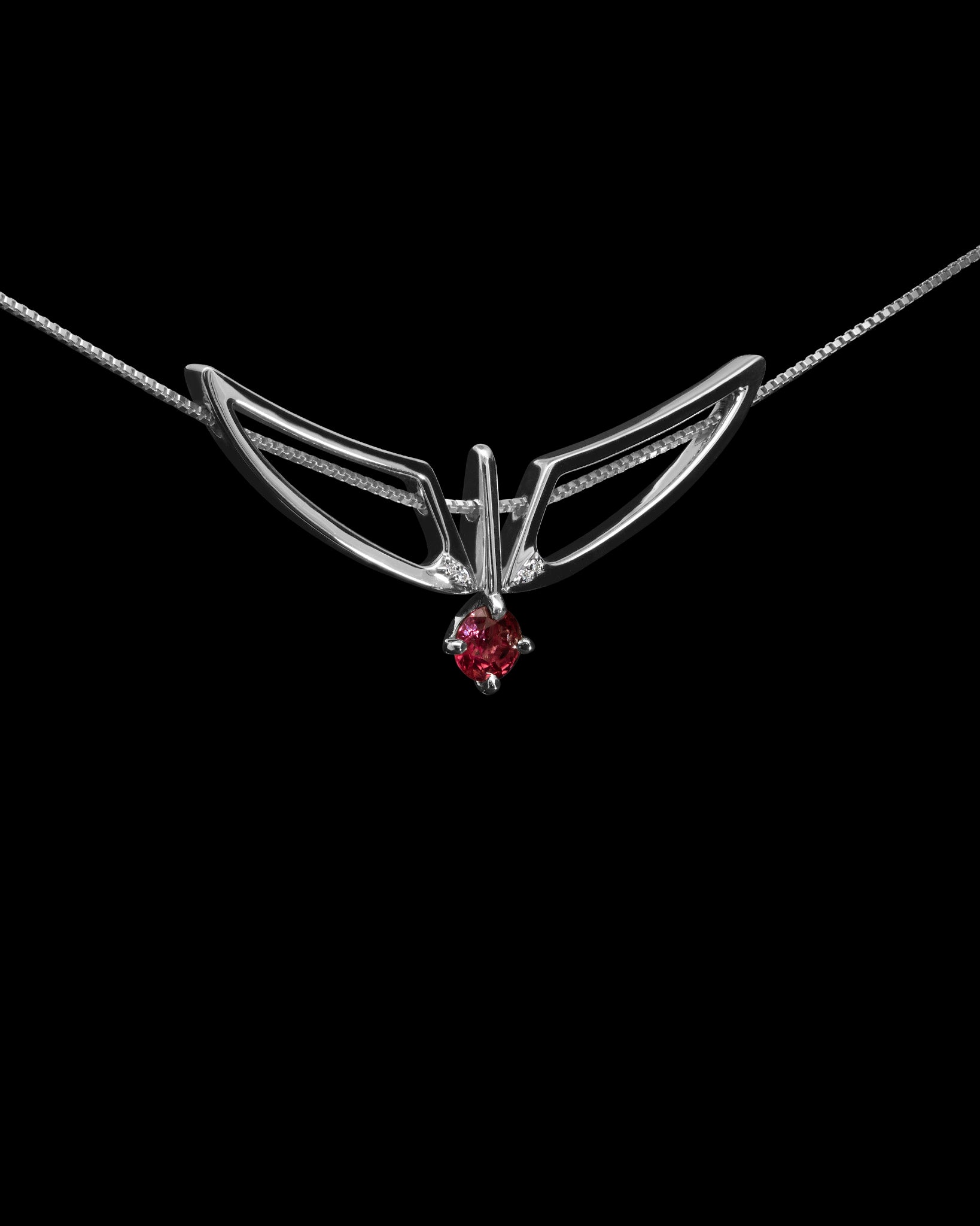 The Hype Women x Bliss Lau Attune Silver Necklace With Garnet displayed elegantly, perfect for any occasion as a luxurious women’s silver necklace.