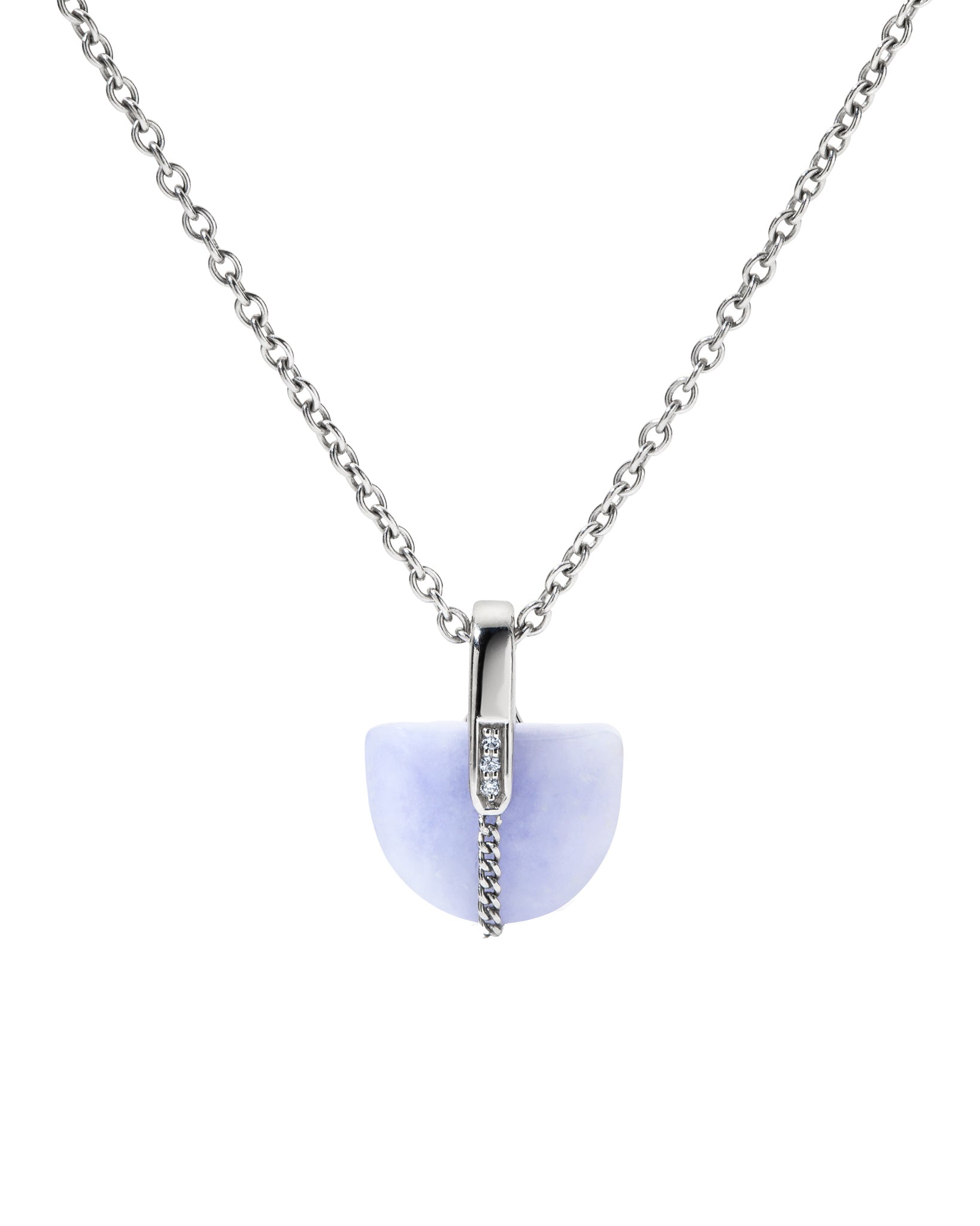 Brevity Pavé Lavender Jade Pendant Necklace Platinum