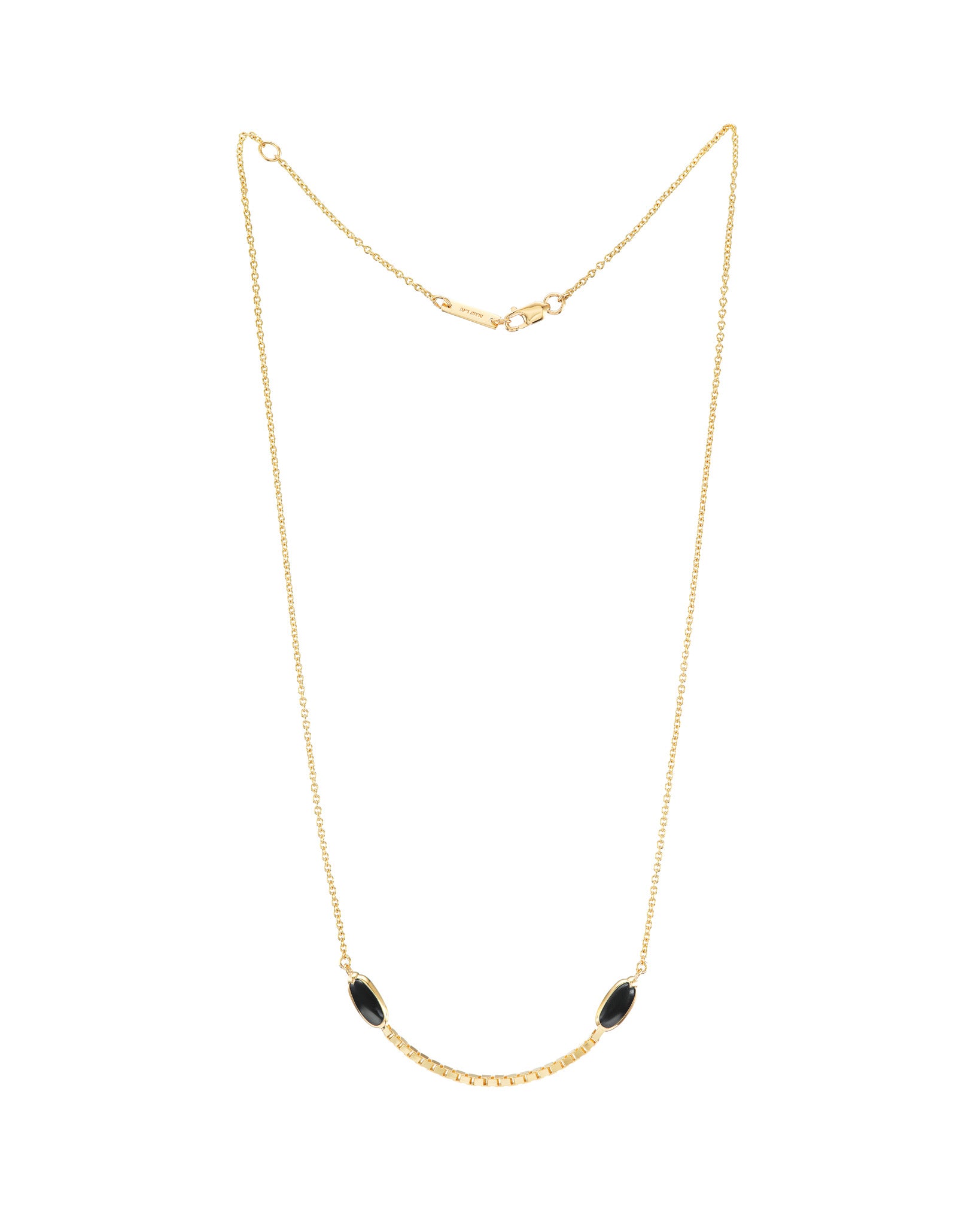 Halo Crescent Jade Necklace in 18K Gold and Black Heritage Jade – showcasing the intricate design of this handcrafted jade necklace, featuring black crescent jade beads and a sturdy gold chain.