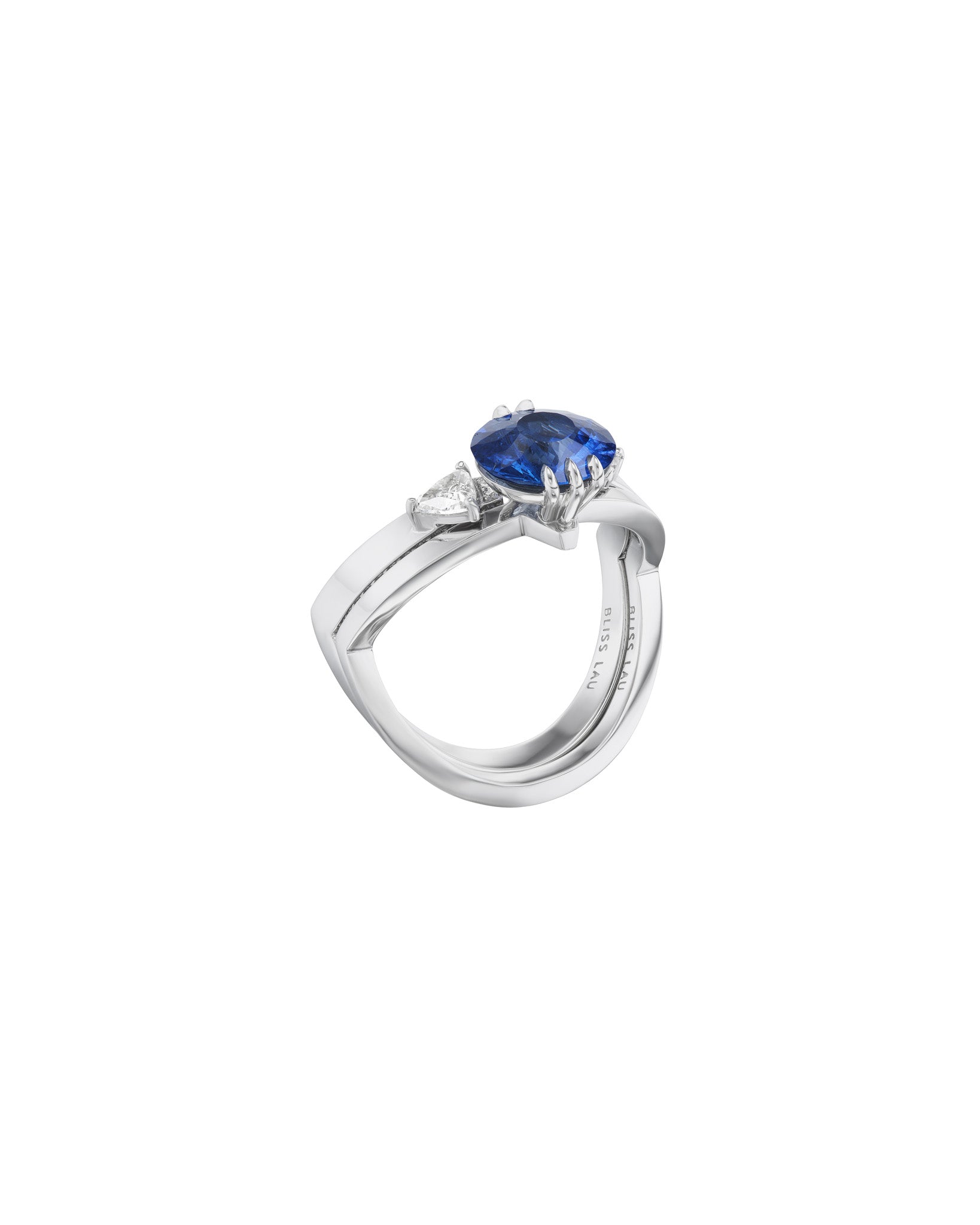 Sphynx Platinum and Blue Sapphire Ring