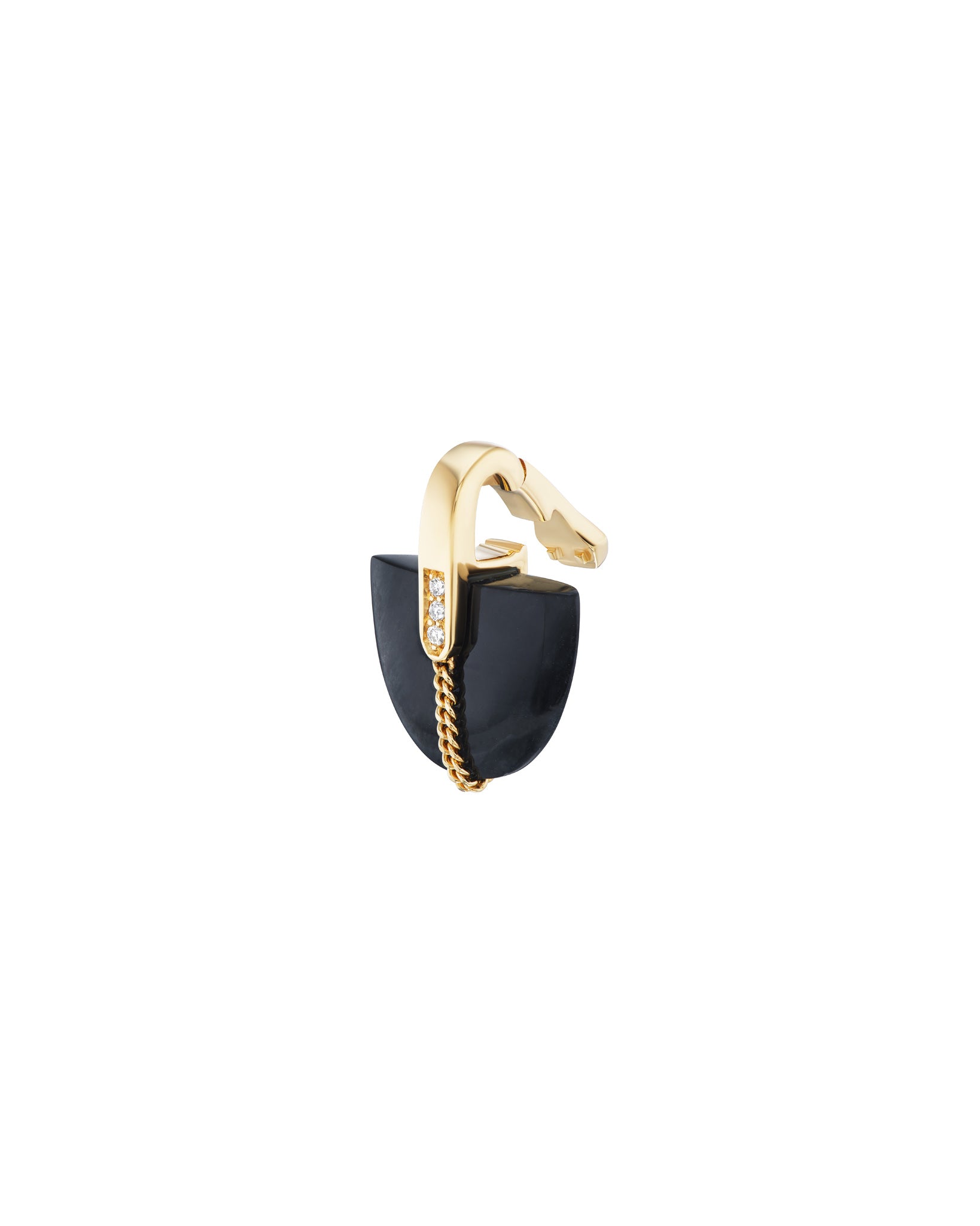 Brevity Pavé Black Jade Pendant Necklace featuring hand-carved Mayan Black Jade with a luxurious gold clasp and lab-grown diamonds.