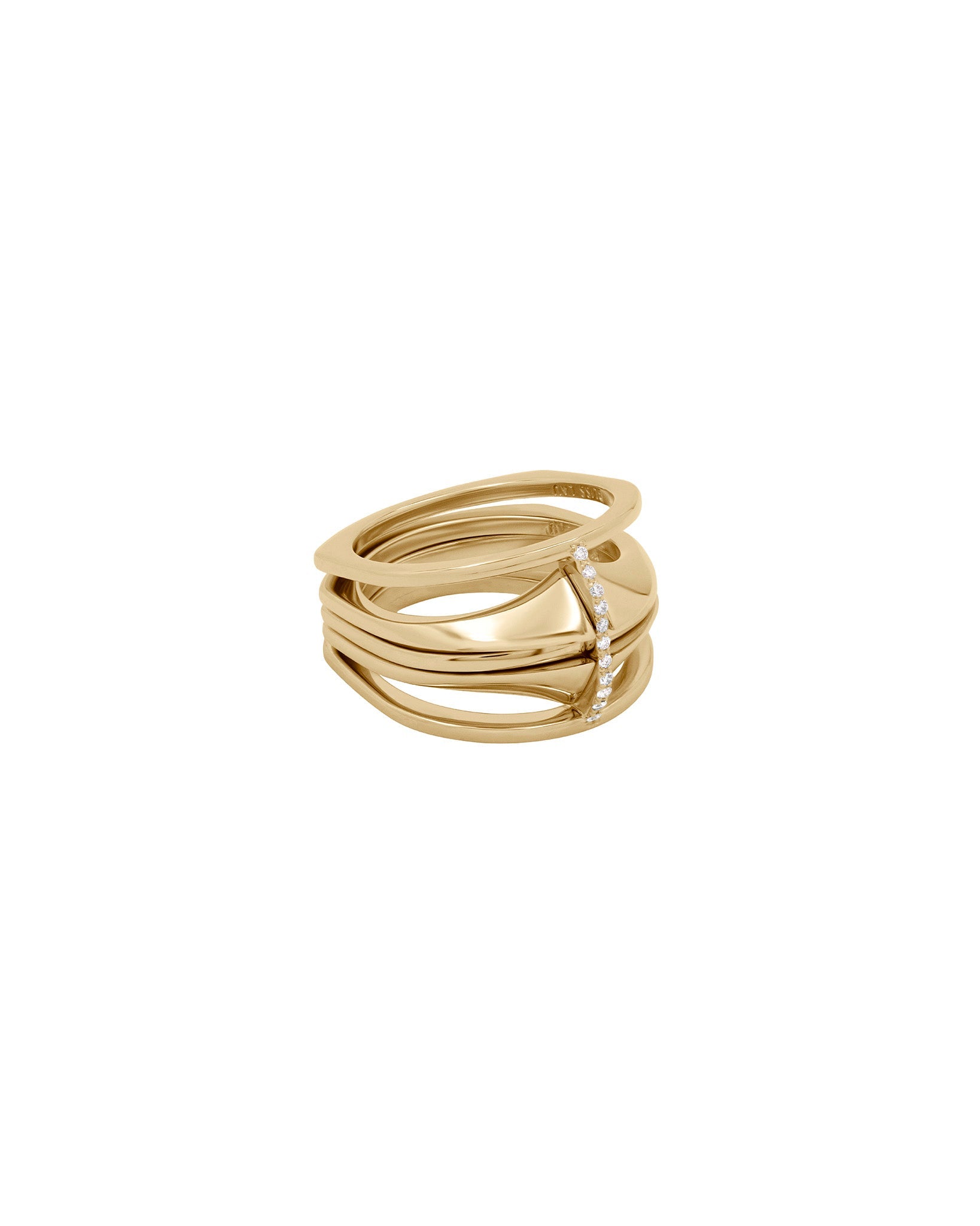 Four in one Kaleidoscope interlocking ring in 18k fairmined gold.