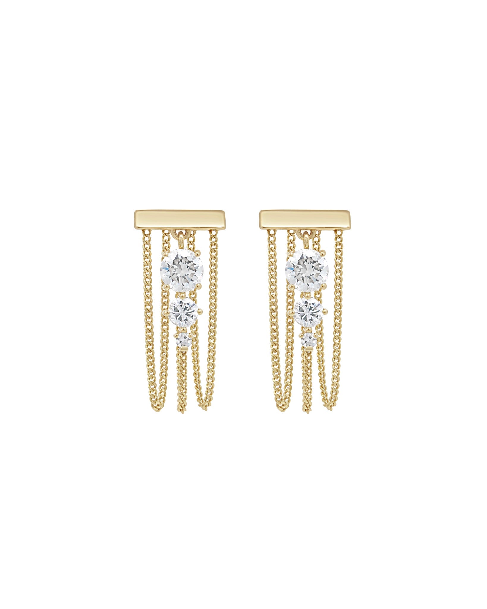 Stunning Levitate Diamond Trio Earrings featuring a unique design with dangling lab diamonds, set in exquisite 18K gold for a refined look.