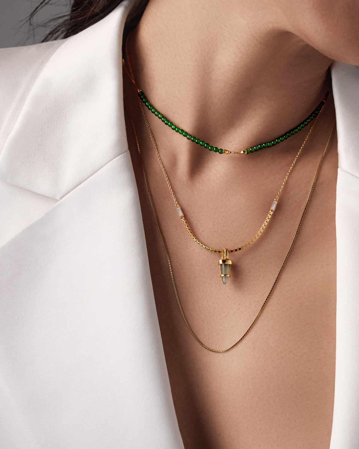 Meridian Mist Green Jade Necklace