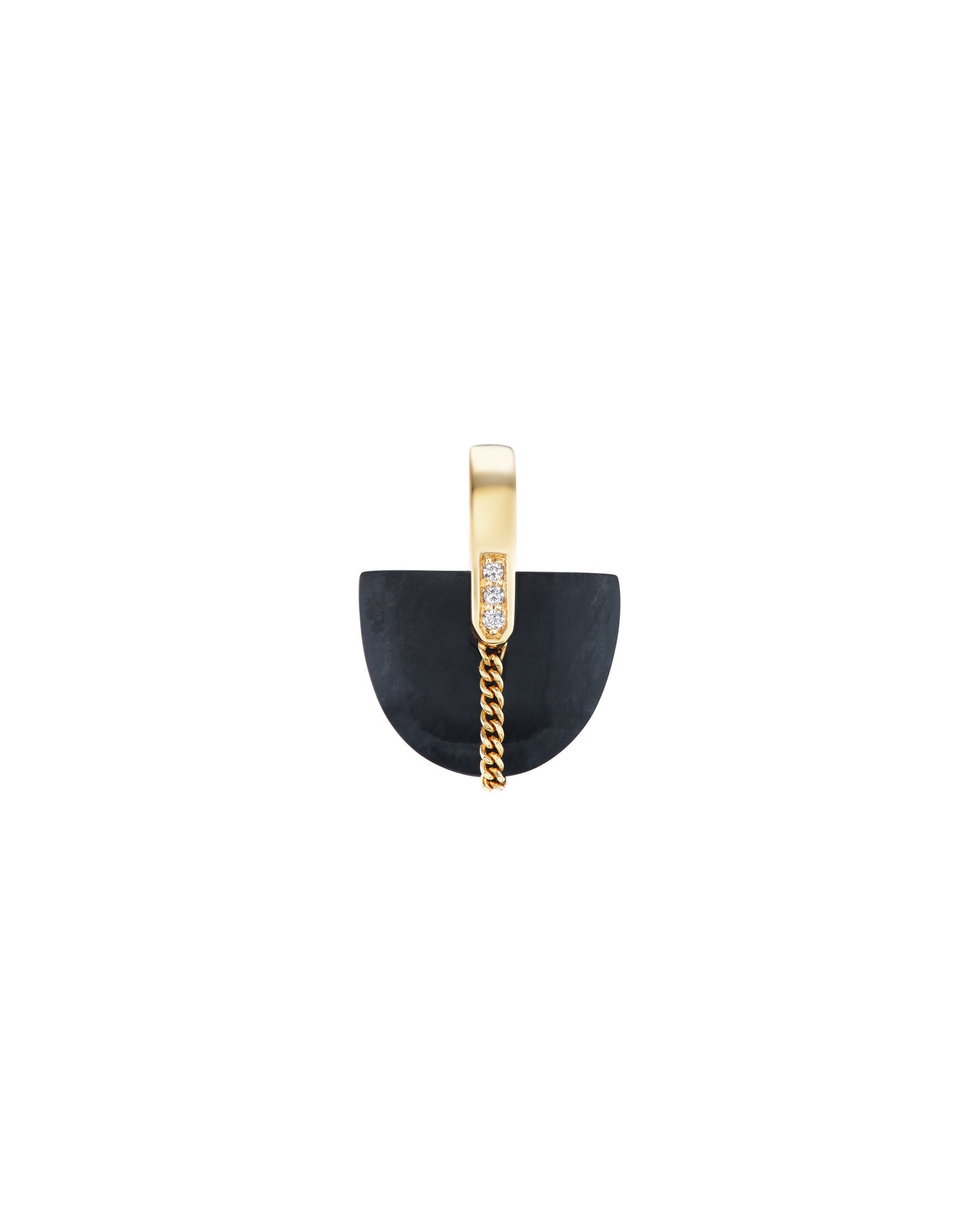 Close-up view of the Brevity Pavé Black Jade Pendant, a unique Jade Pendant that connects to inner wisdom and higher consciousness.
