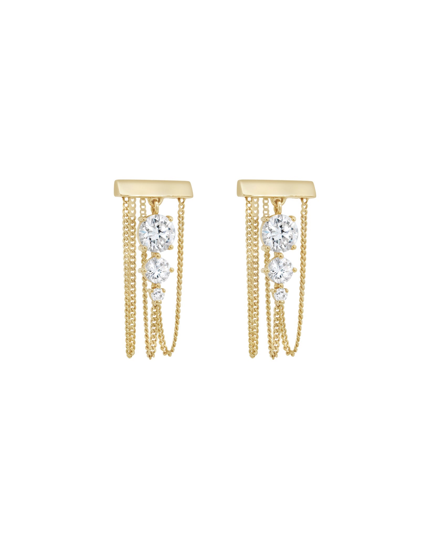 Elegant Levitate Diamond Trio Earrings showcasing lab diamonds with a contemporary design, crafted in partially repurposed 18K gold.