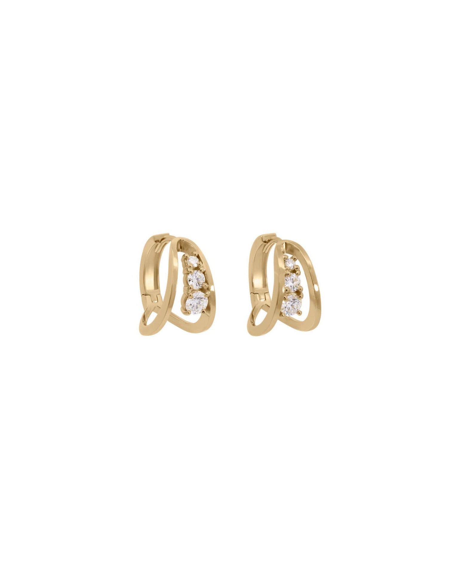 Fairmined gold and lab diamond empath earrings side view