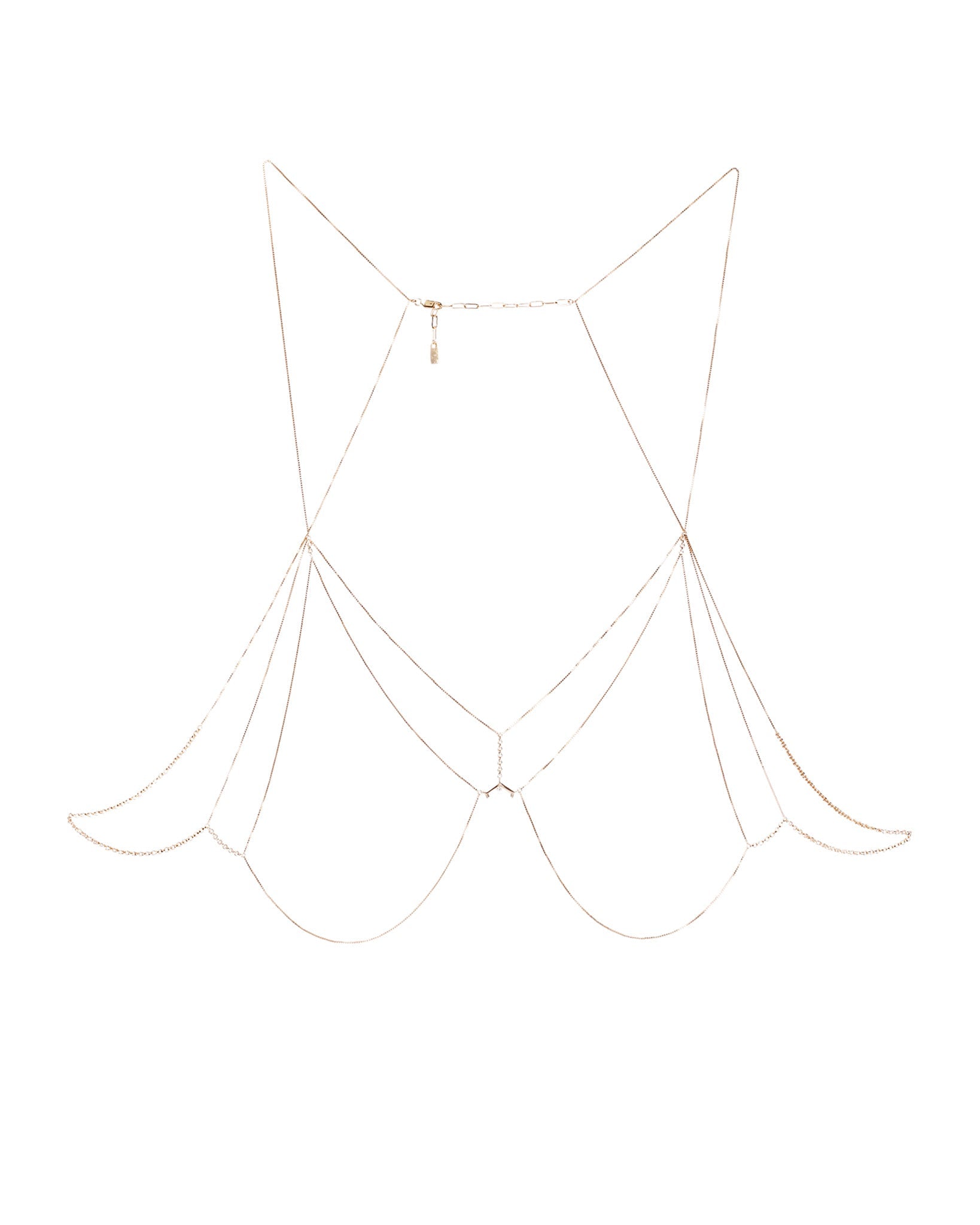 Bliss Lau lost in light yellow gold vermeil and sterling silver bodychain bra with lab white diamond