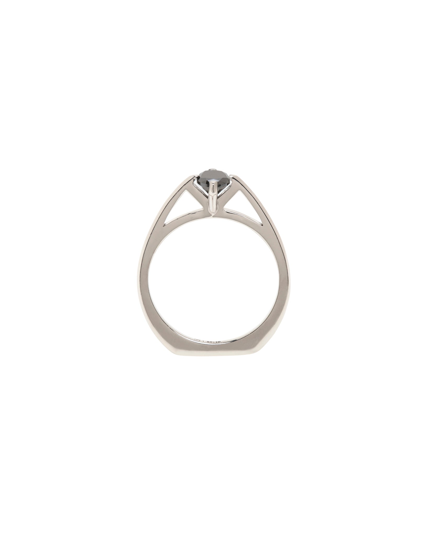 Minimalst arc engagement ring profile view