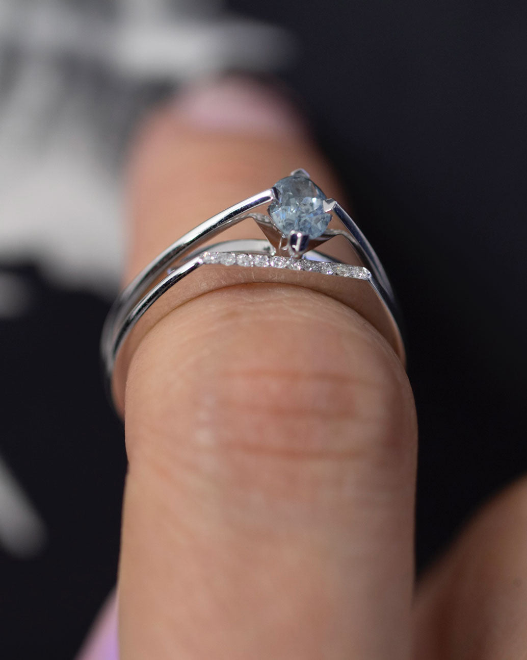 A chic minimalist gold ring showcasing an exquisite design, embodying elements of the minimalist arc, minimalist rise, and minimalist pave by Bliss Lau.