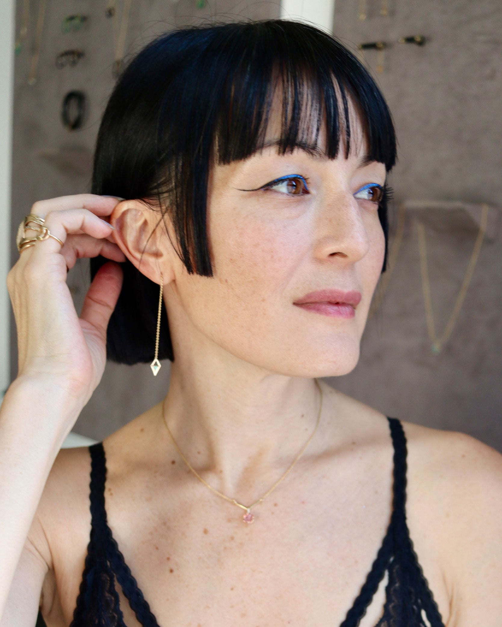 Reflection Threader Earrings Lab Diamond