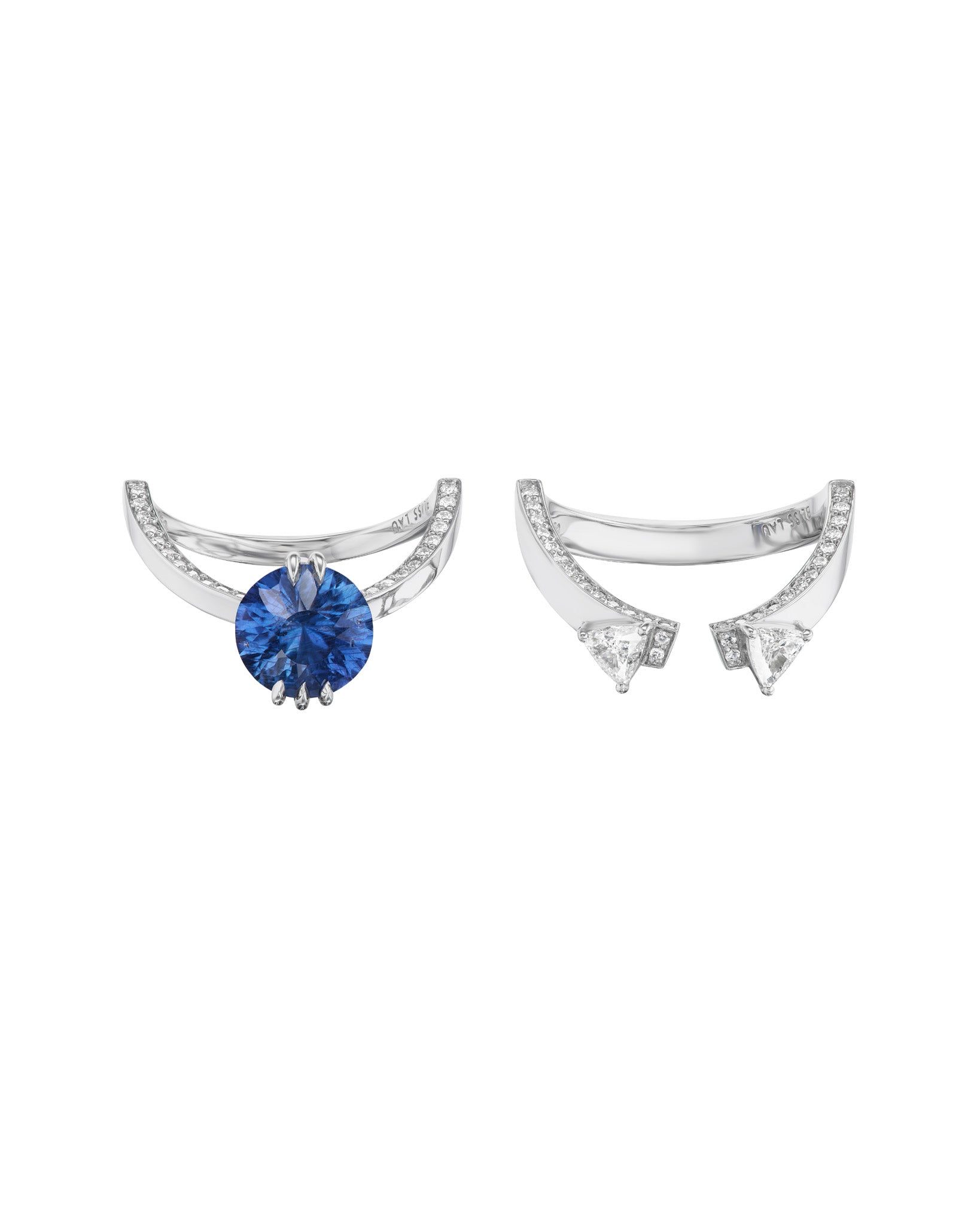 Sphynx Platinum and Blue Sapphire Ring