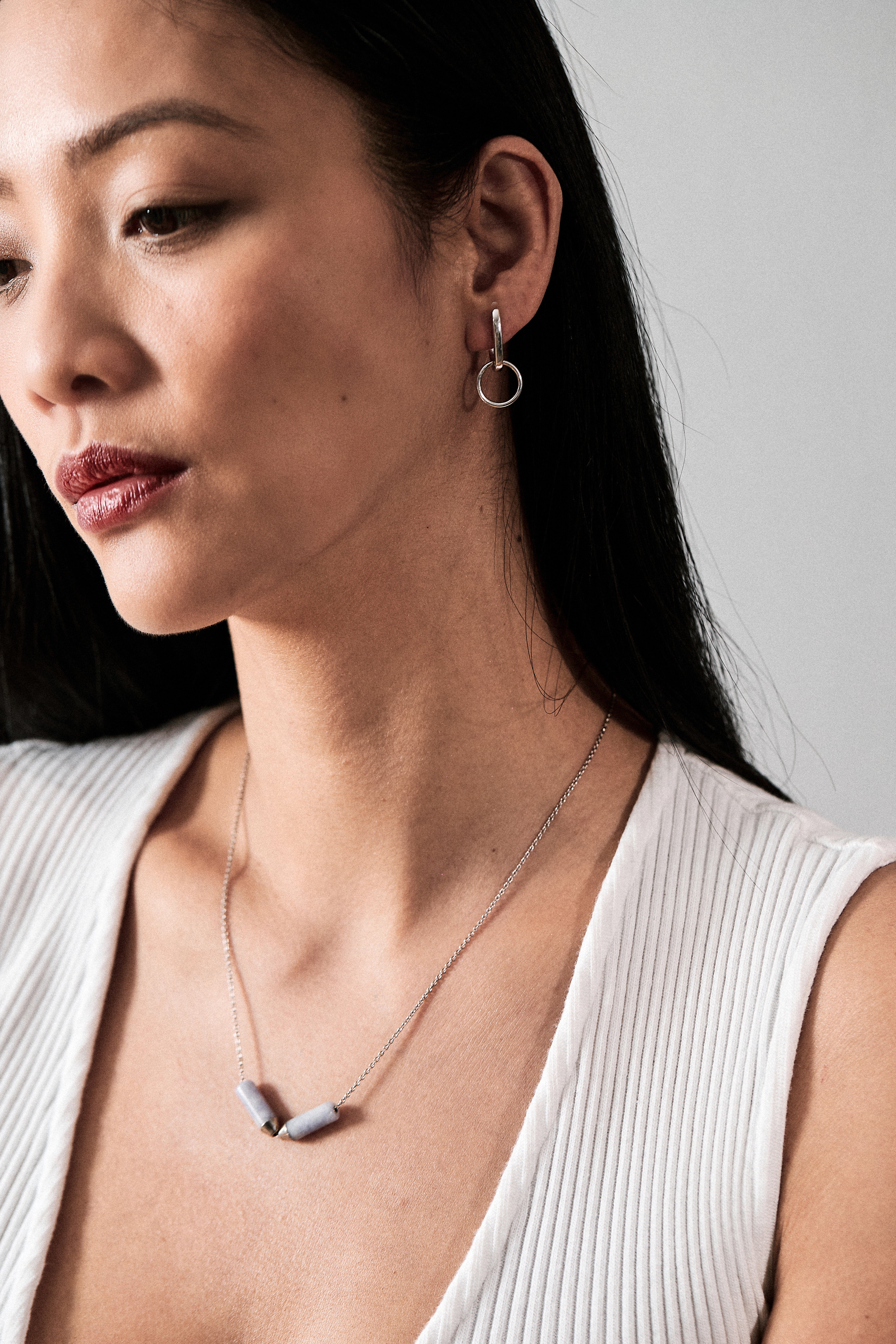 Open Necklace - Mayan Lavender Jade and Platinum