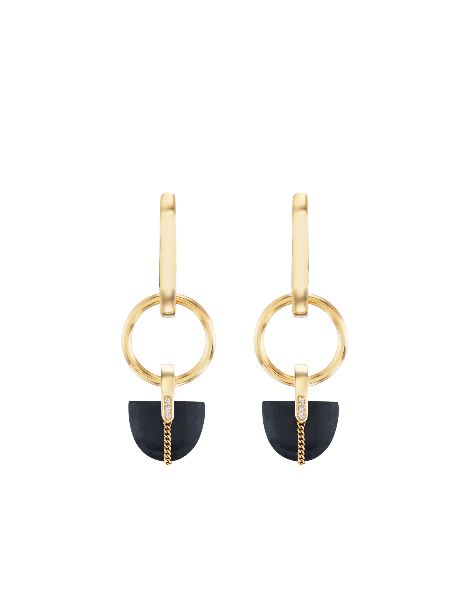 Nuance Hoop + Brevity Jade Earrings 18K Gold
