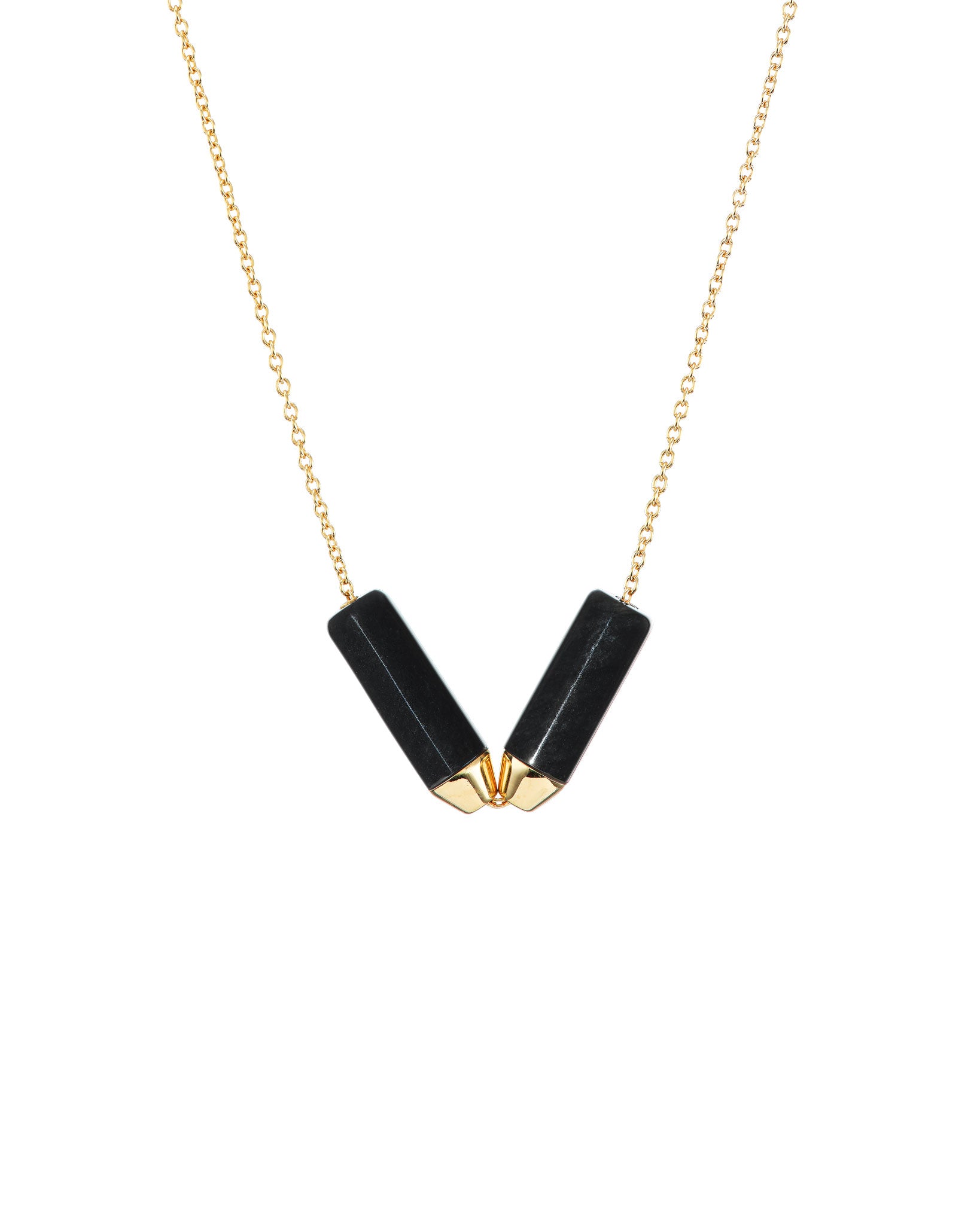 Open Necklace - Black Jade and 18K Gold
