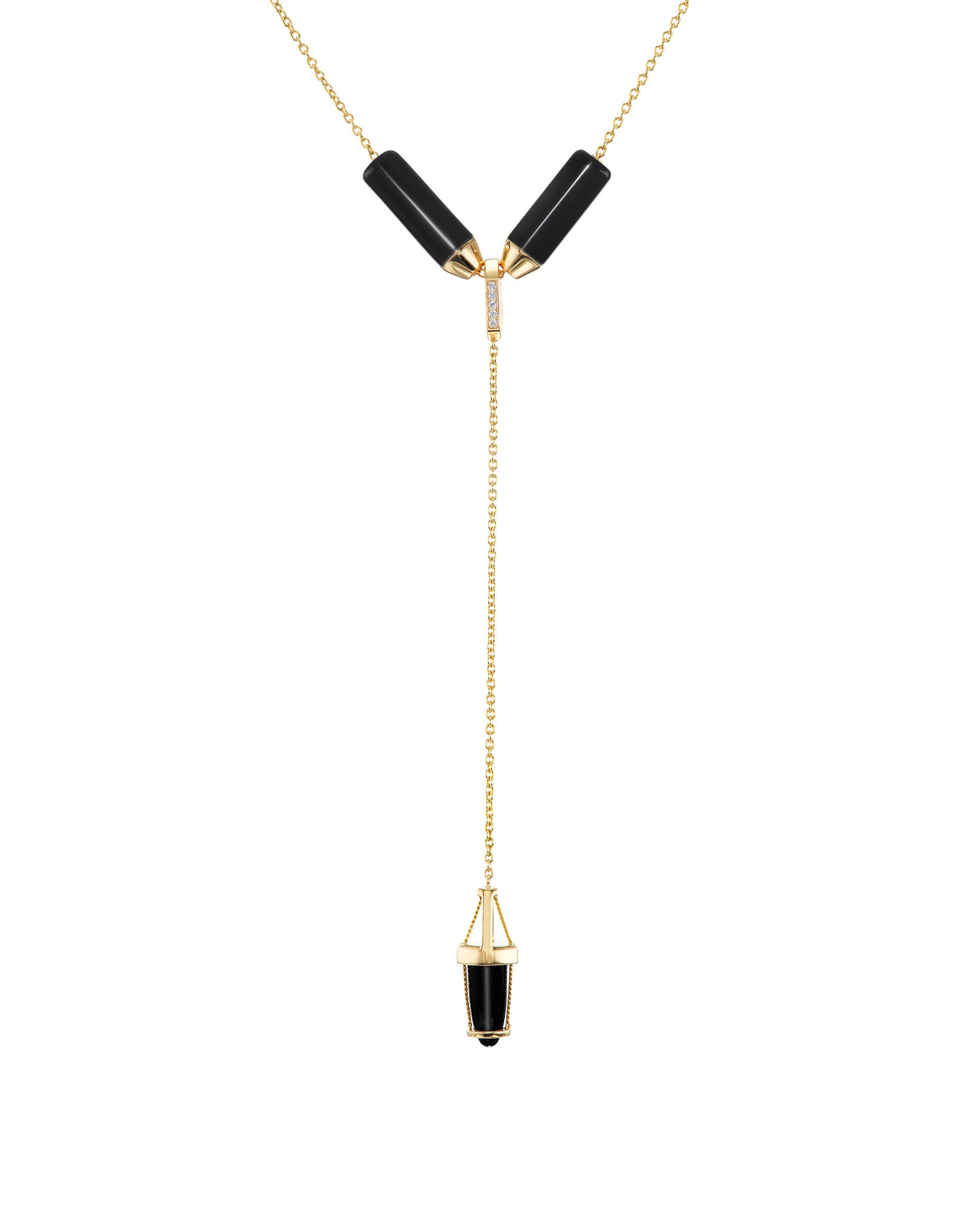 Black Jade and Gold Open Necklace Bliss Lau