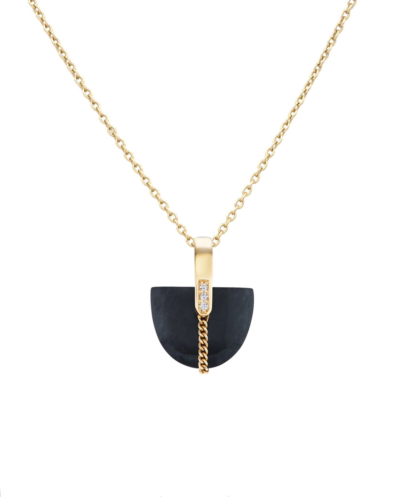 Elegant Brevity Pavé Black Jade Pendant showcasing Mayan Black Jade, a luxury Jade Pendant designed by Bliss Lau.