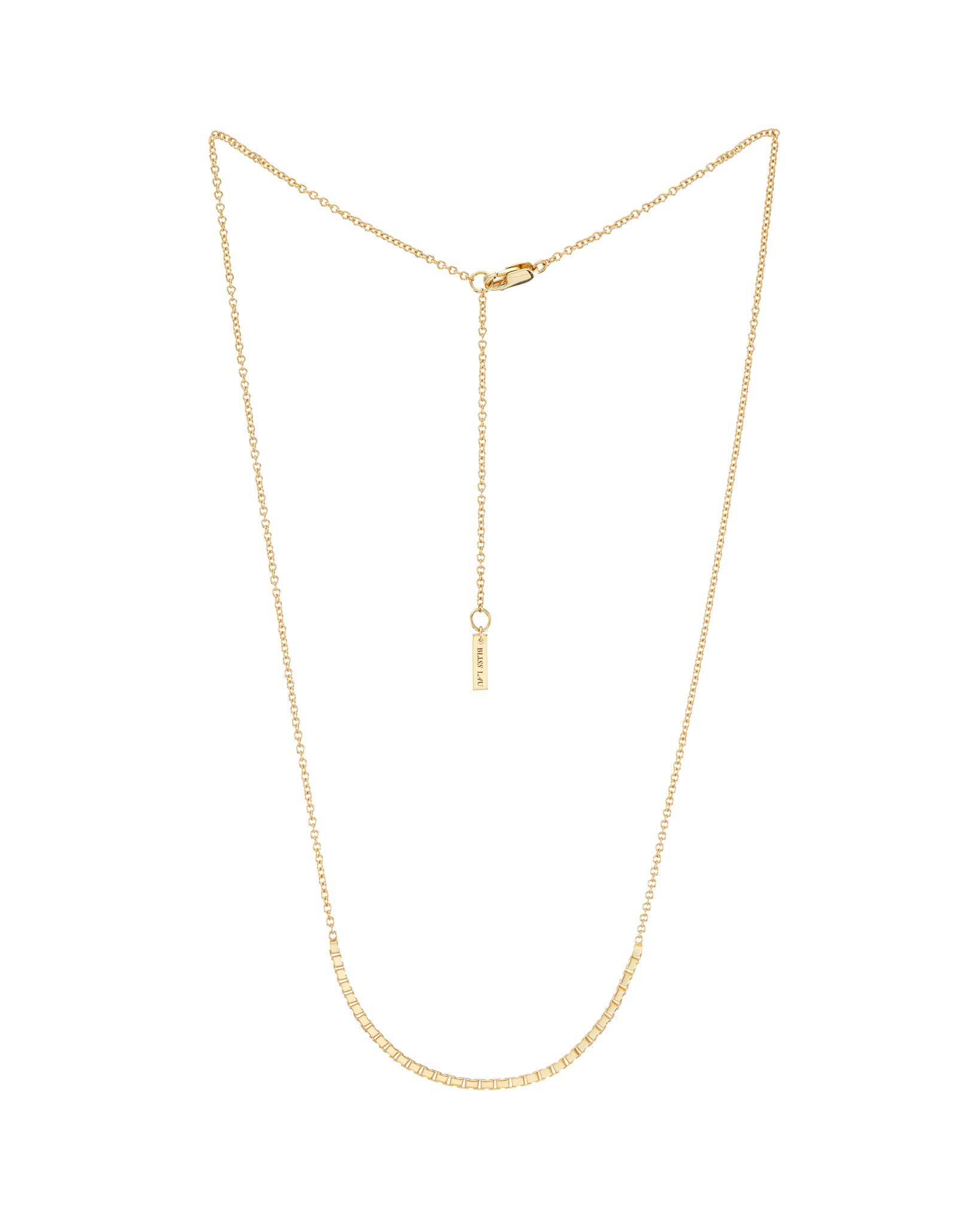 Stunning Halo Necklace displayed against a clean background, highlighting its adjustable length and delicate chain design.