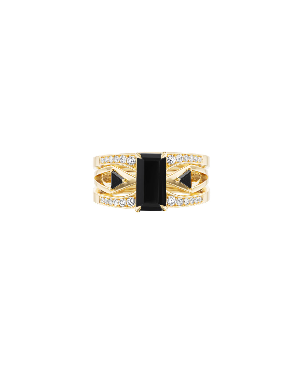 Mirage + Reflection Ring Set Black Spinel and 18K Yellow Gold