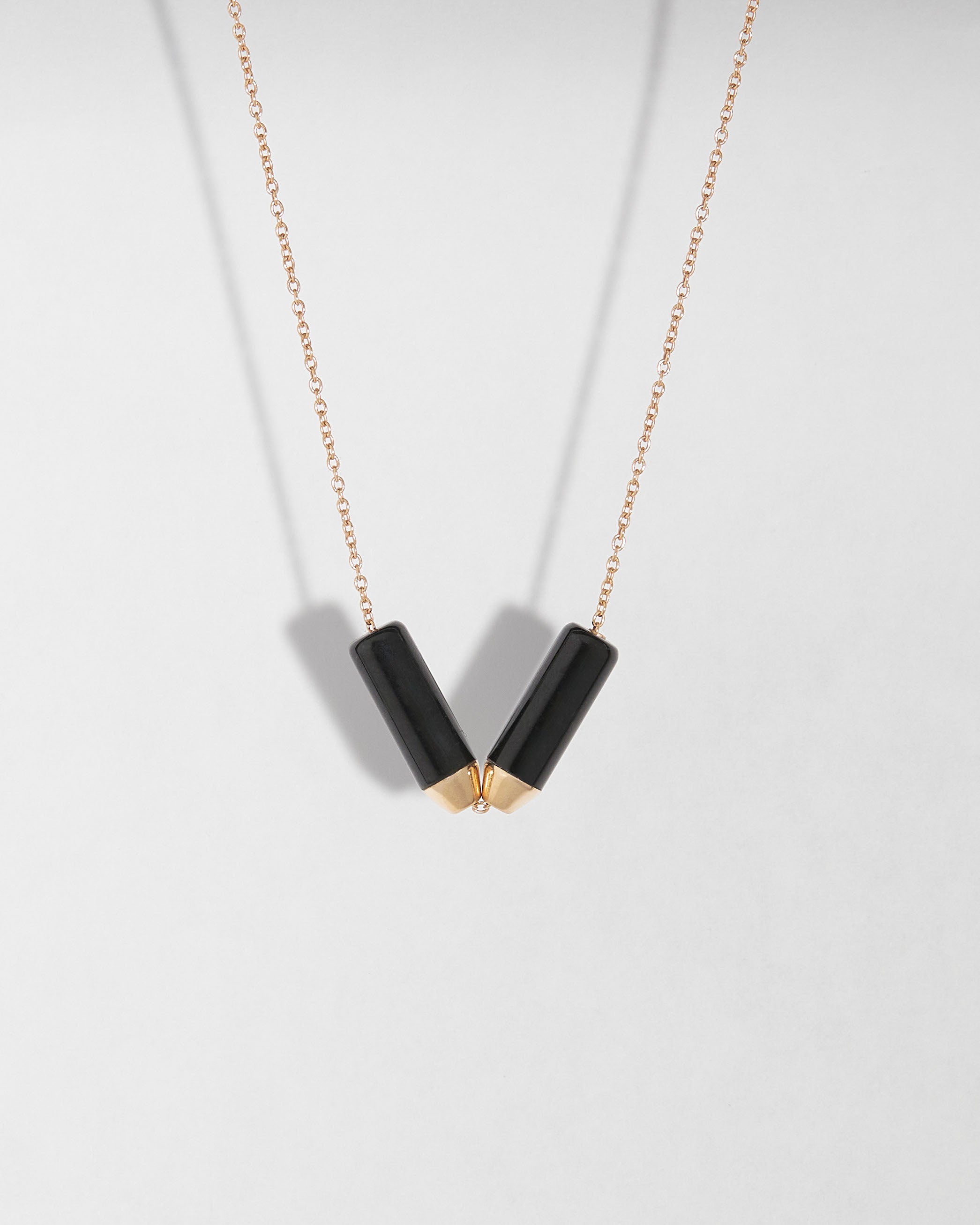 Open Necklace - Black Jade and 18K Gold