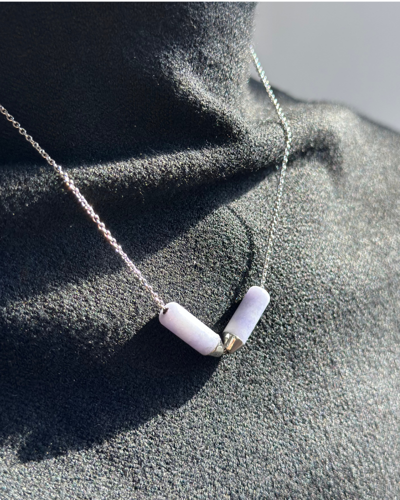 Open Necklace - Mayan Lavender Jade and Platinum