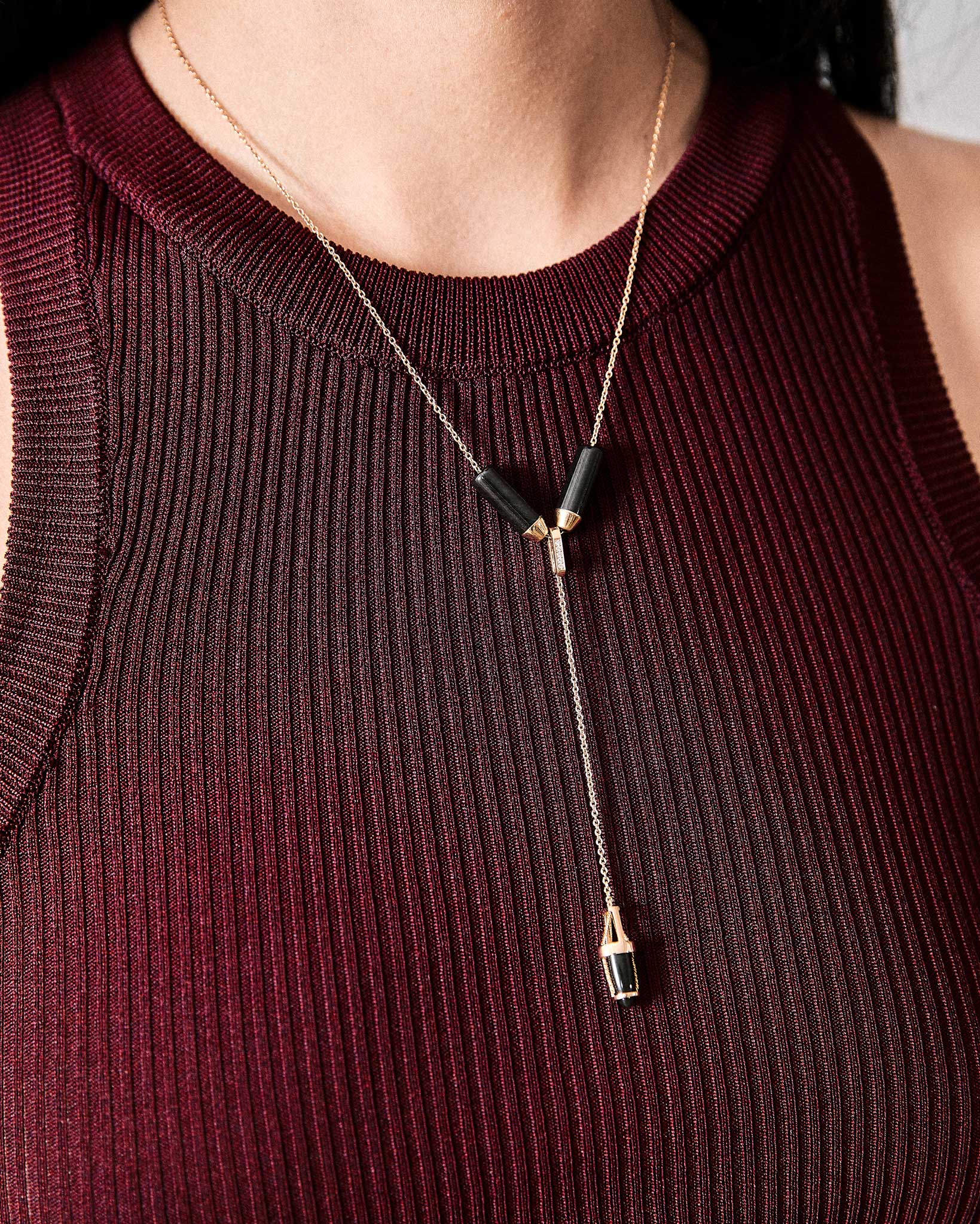 Open Necklace + Vantage Curio Black Jade Set