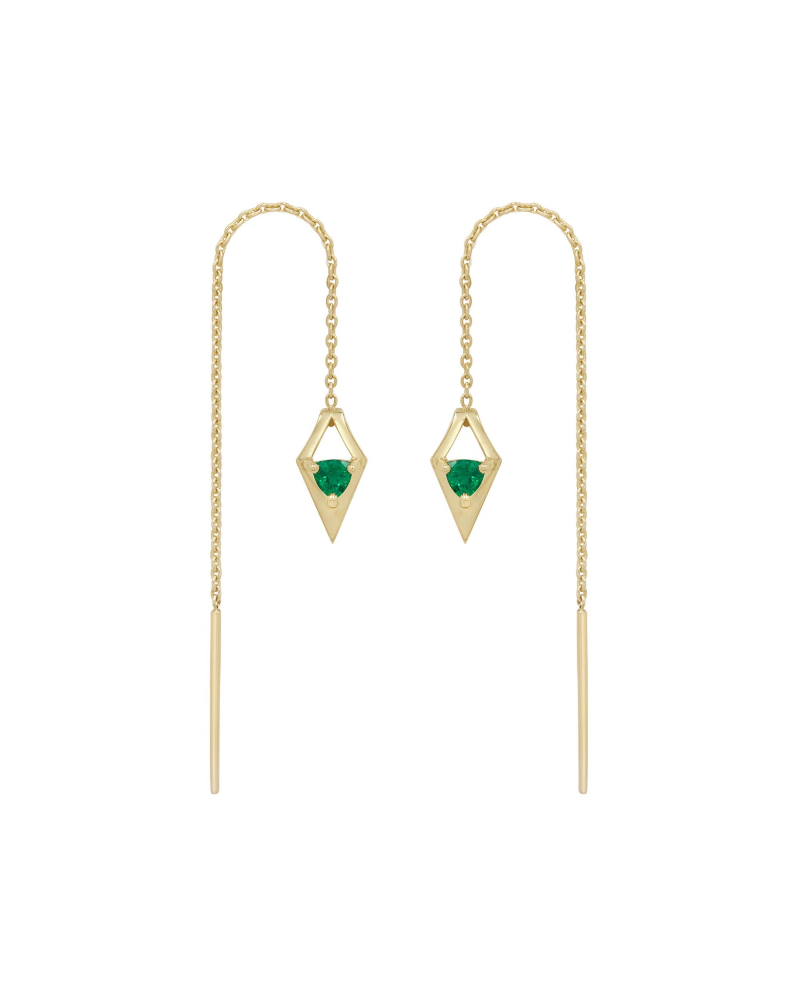 Reflection Threader Earrings Emerald