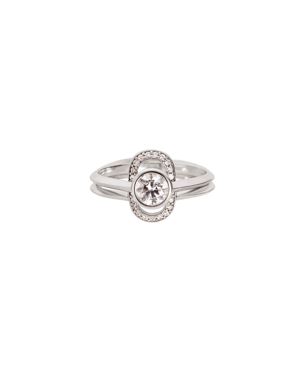 Acoustic + Oval Outline Wedding Ring Set