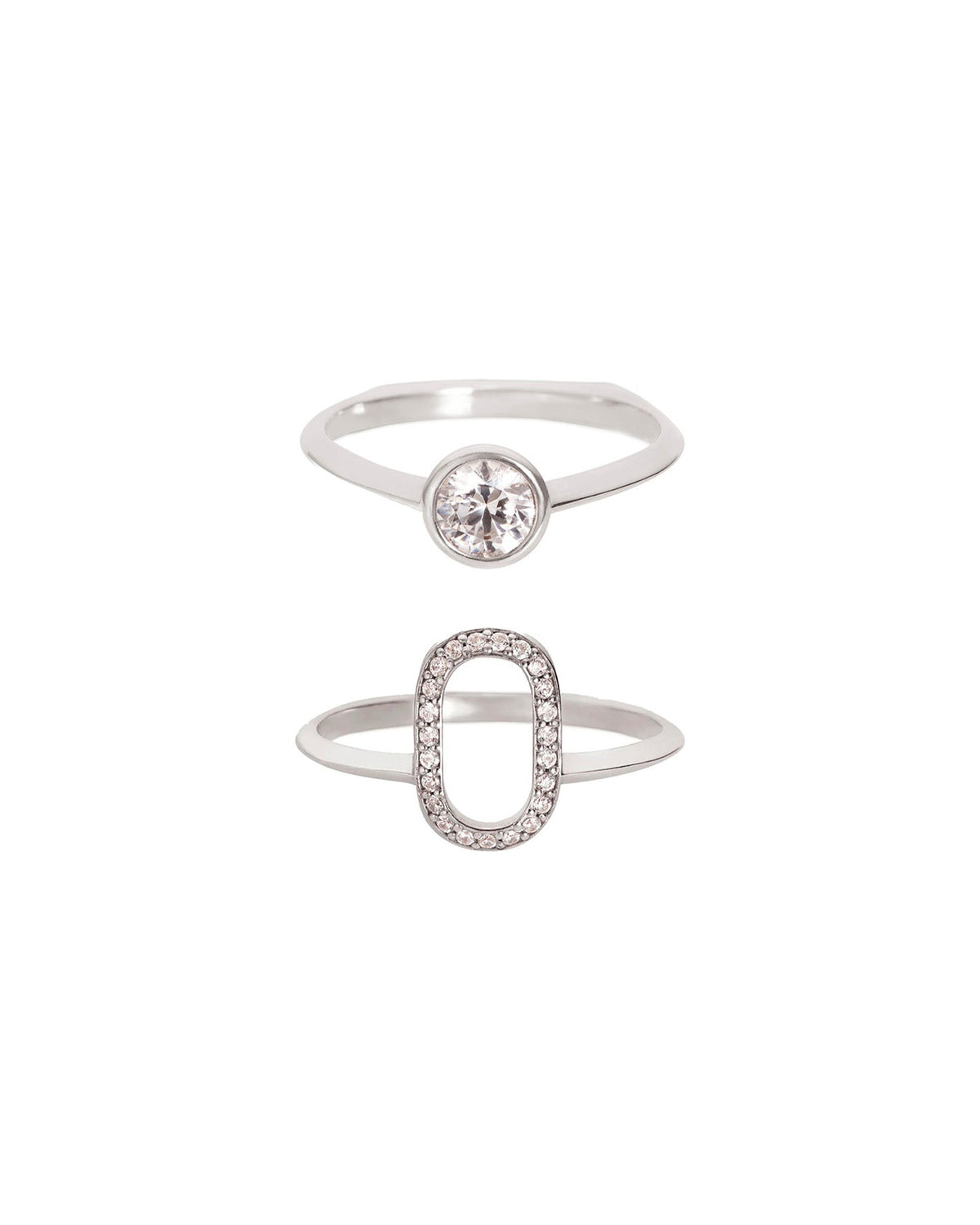 Acoustic + Oval Outline Wedding Ring Set