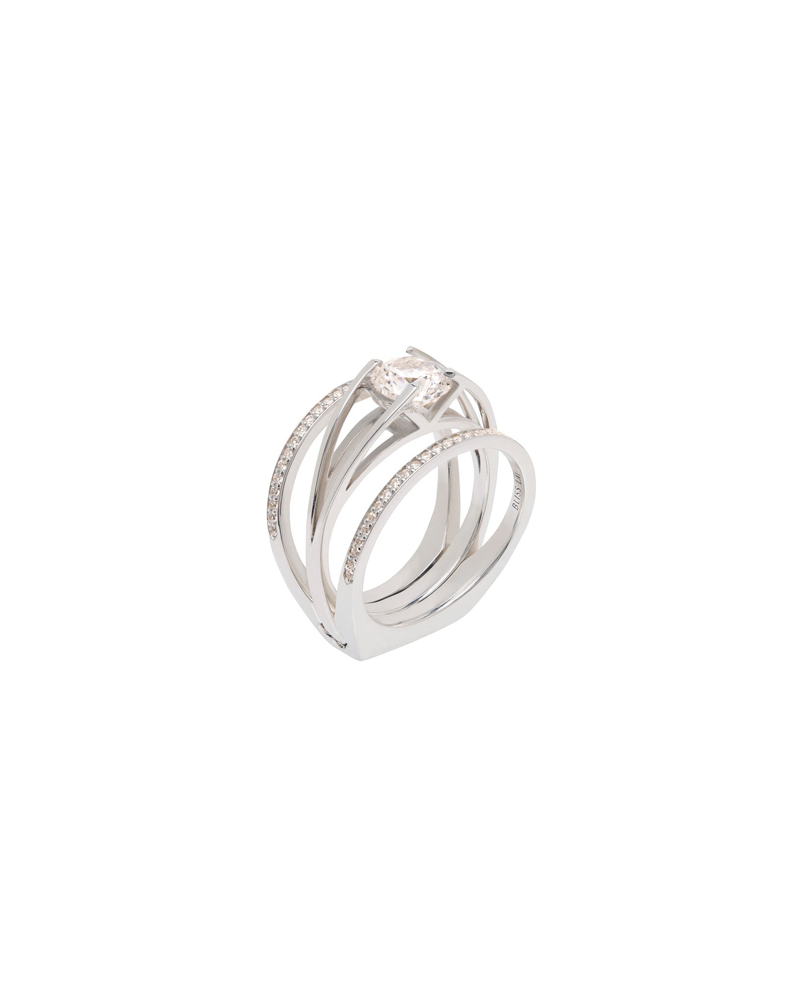 Acute 13mm Enclose + Centered Ring Set White Gold