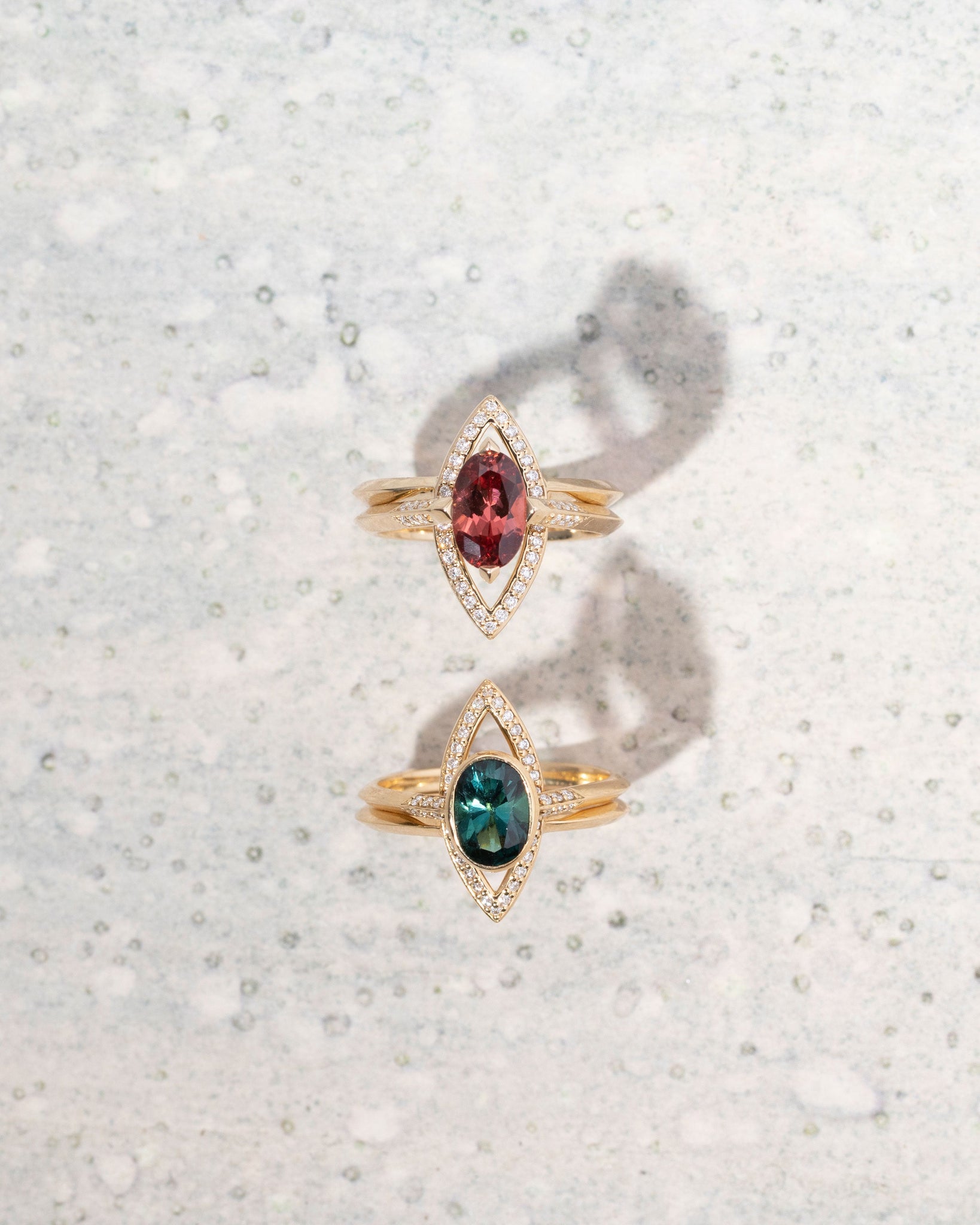 Acoustic Pavé + Marquise Outline Ring Set