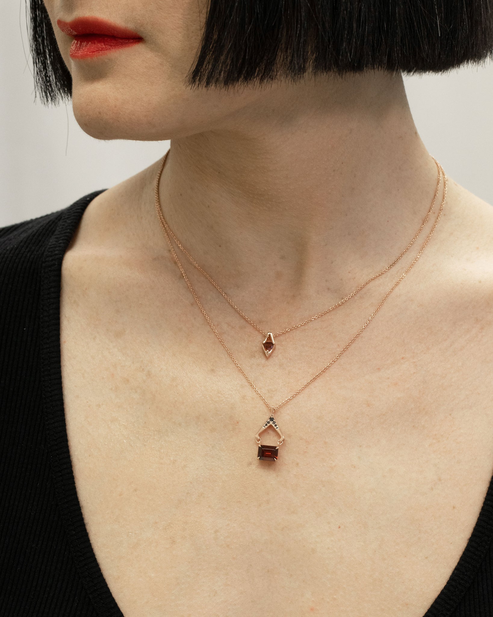 Reflection Necklace Rose Gold & Red Garnet