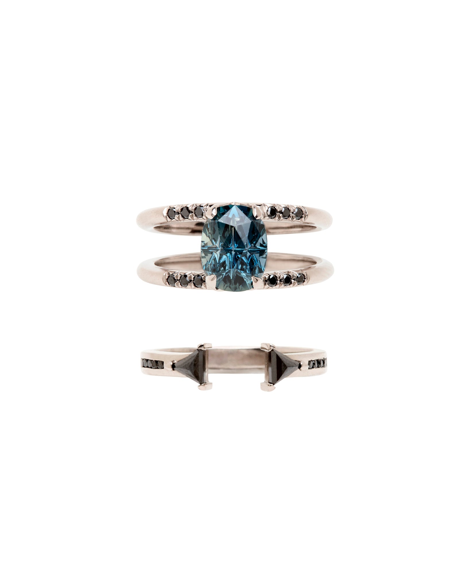 Bliss Lau Illuminate Magnetic ring set top view with sapphires