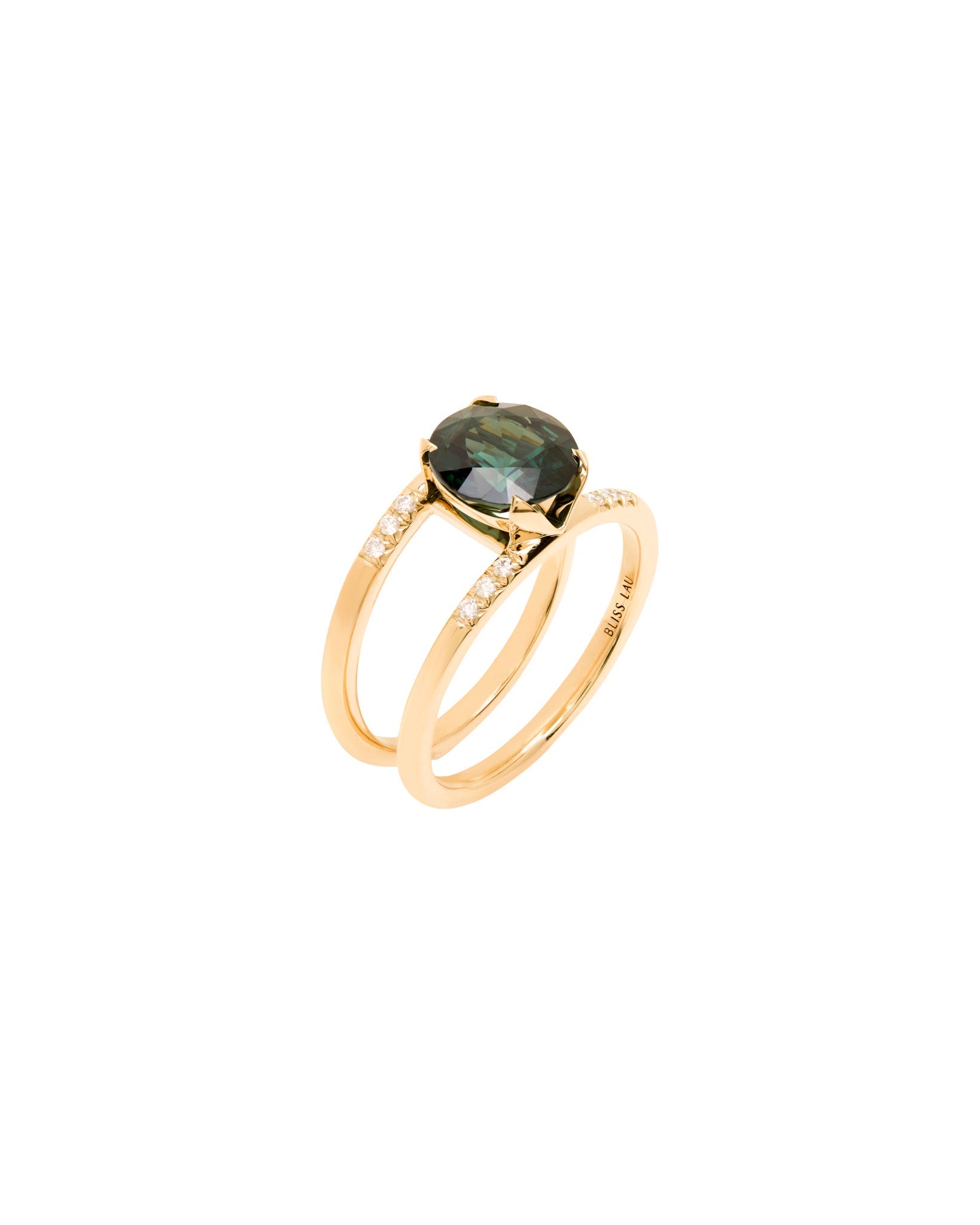 Bliss Lau illuminate ring in yellow gold. engagement ring.