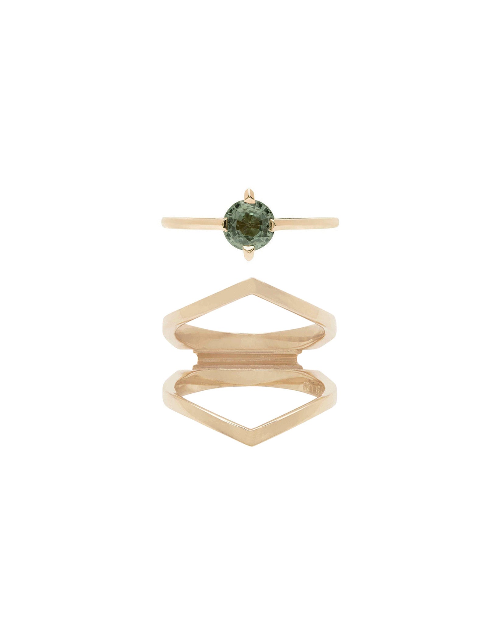 Minimalist Arc + Oblique Enclose Ring Set