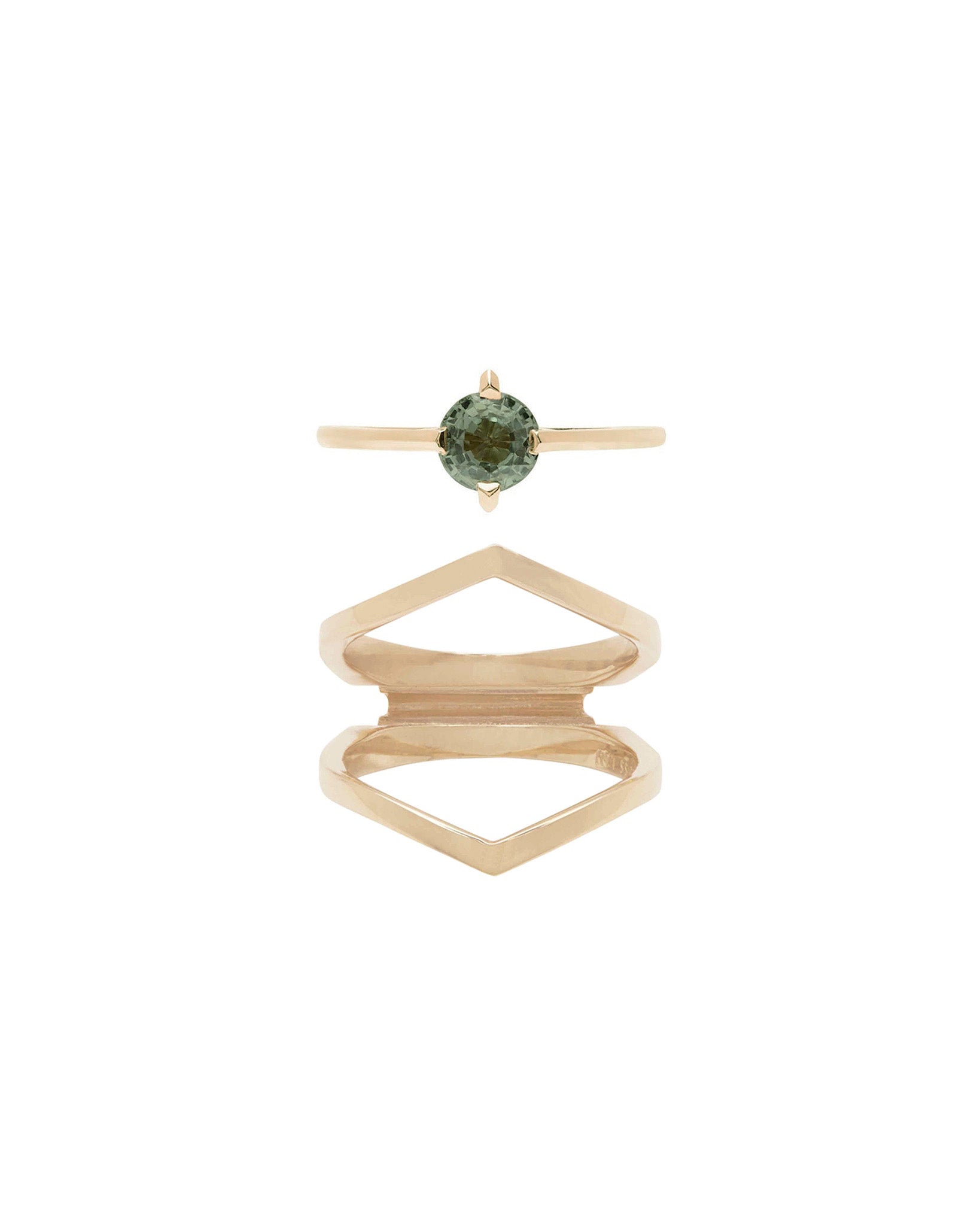 Minimalist Arc + Oblique Enclose Ring Set