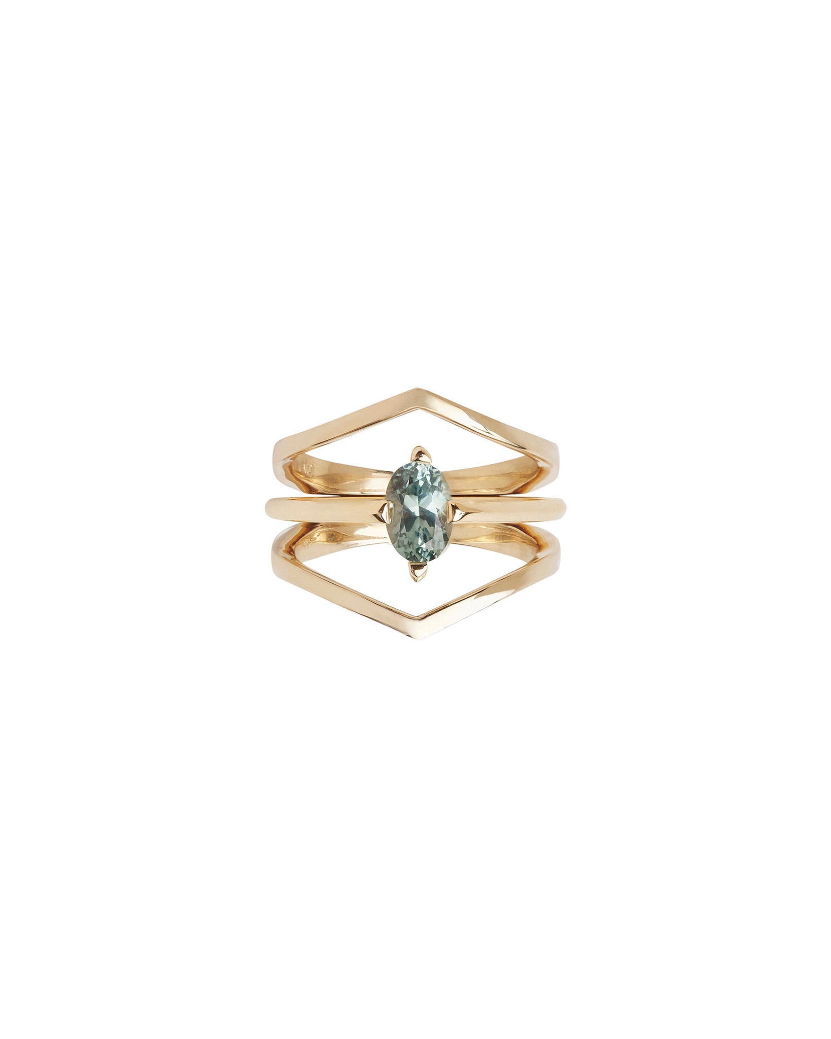 Minimalist Arc + Oblique Enclose Ring Set