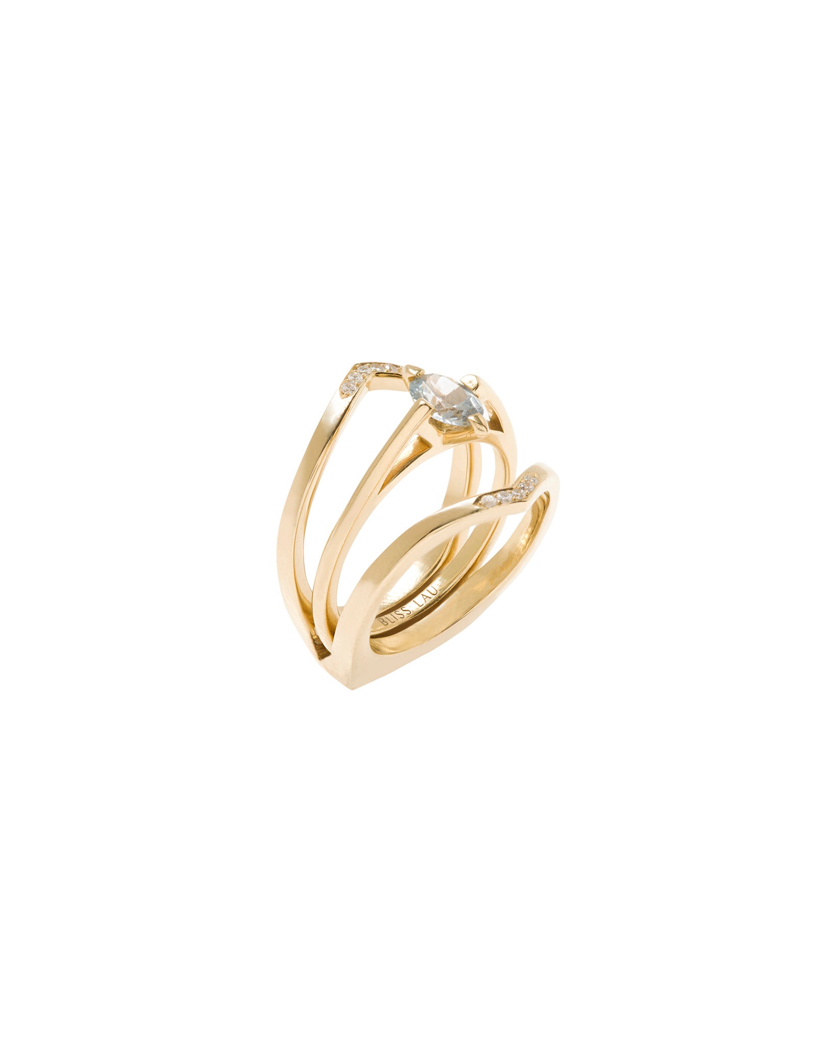 Minimalist Arc + Oblique X Enclose Ring Set