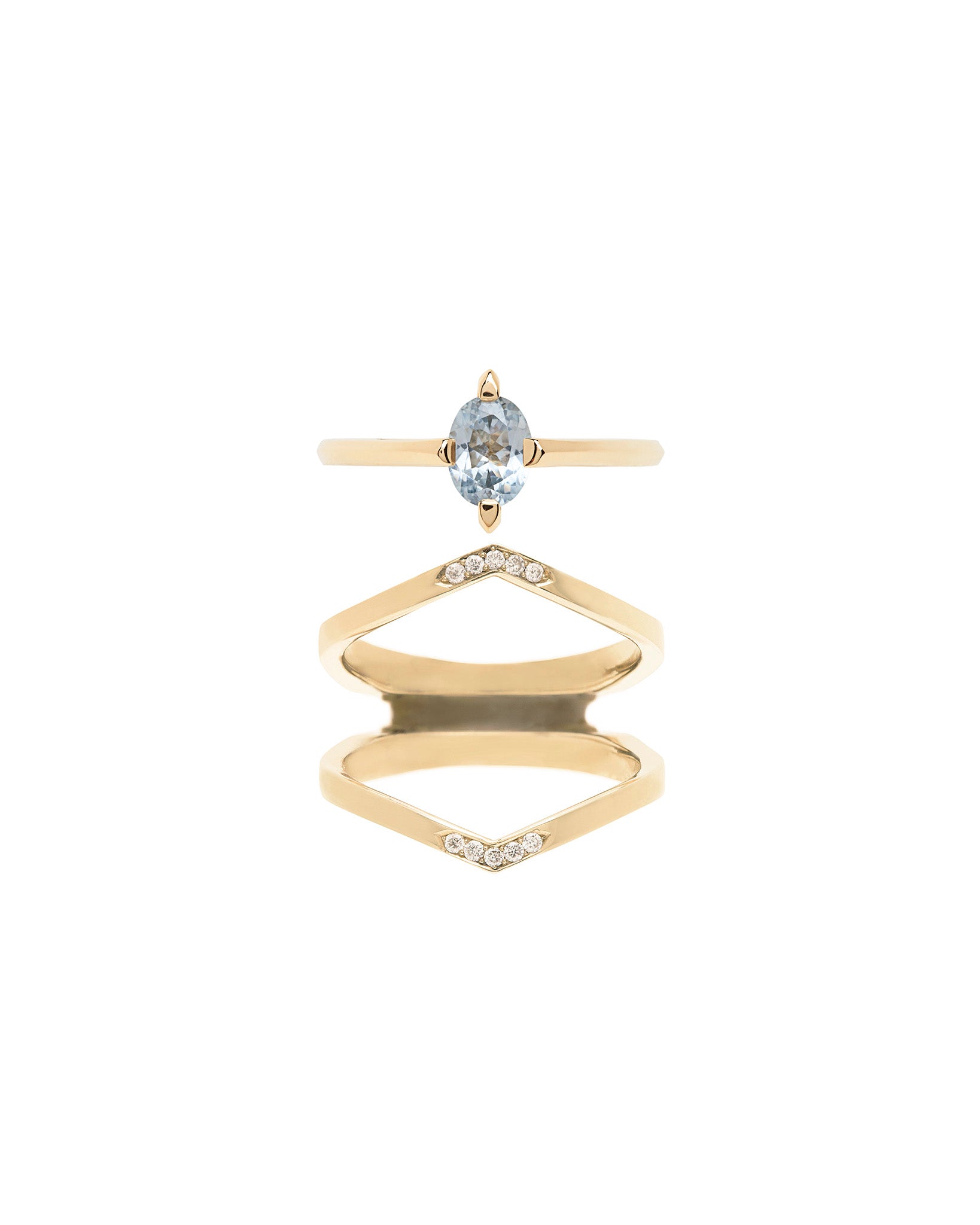 Minimalist Arc + Oblique X Enclose Ring Set