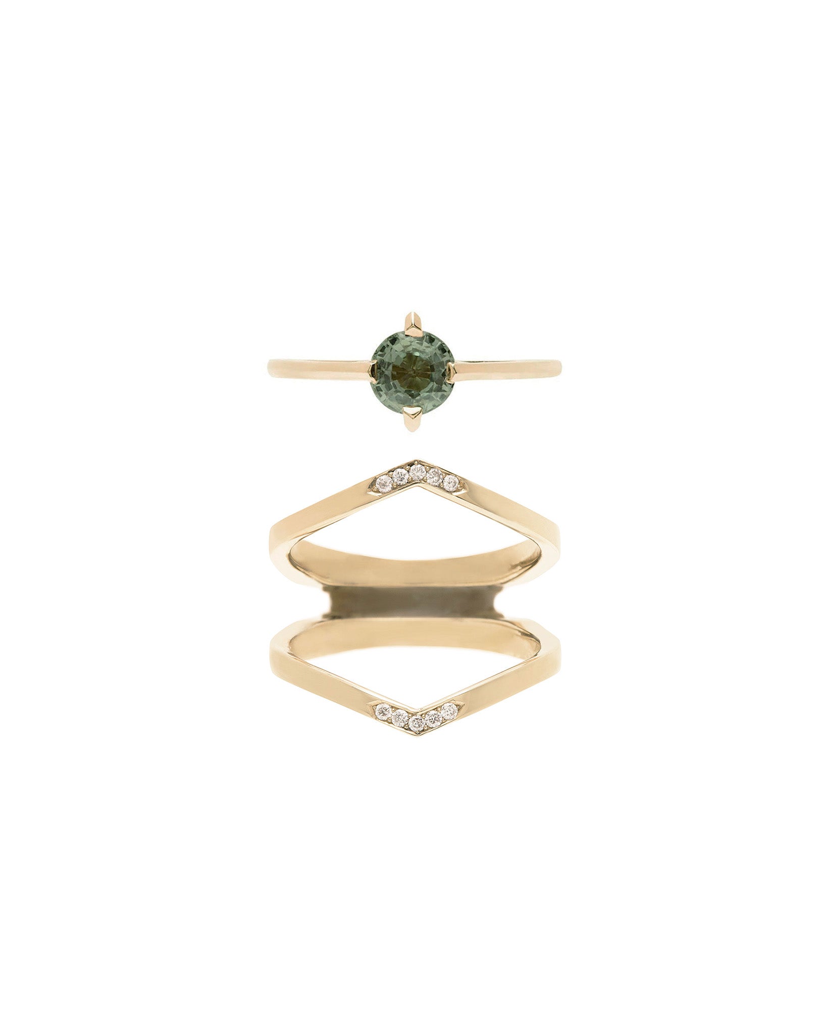 Minimalist Arc + Oblique X Enclose Ring Set