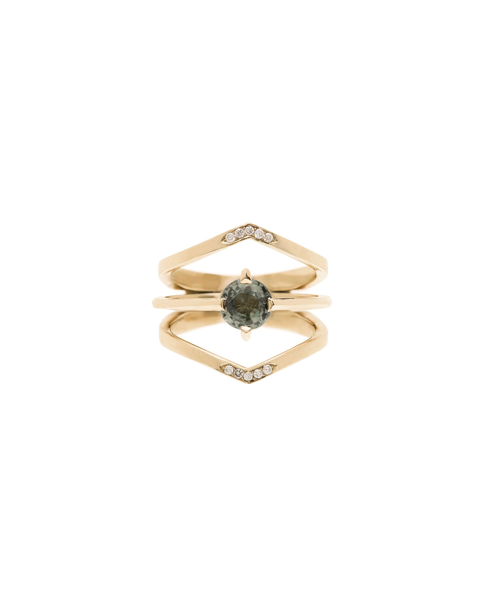 Minimalist Arc + Oblique X Enclose Ring Set