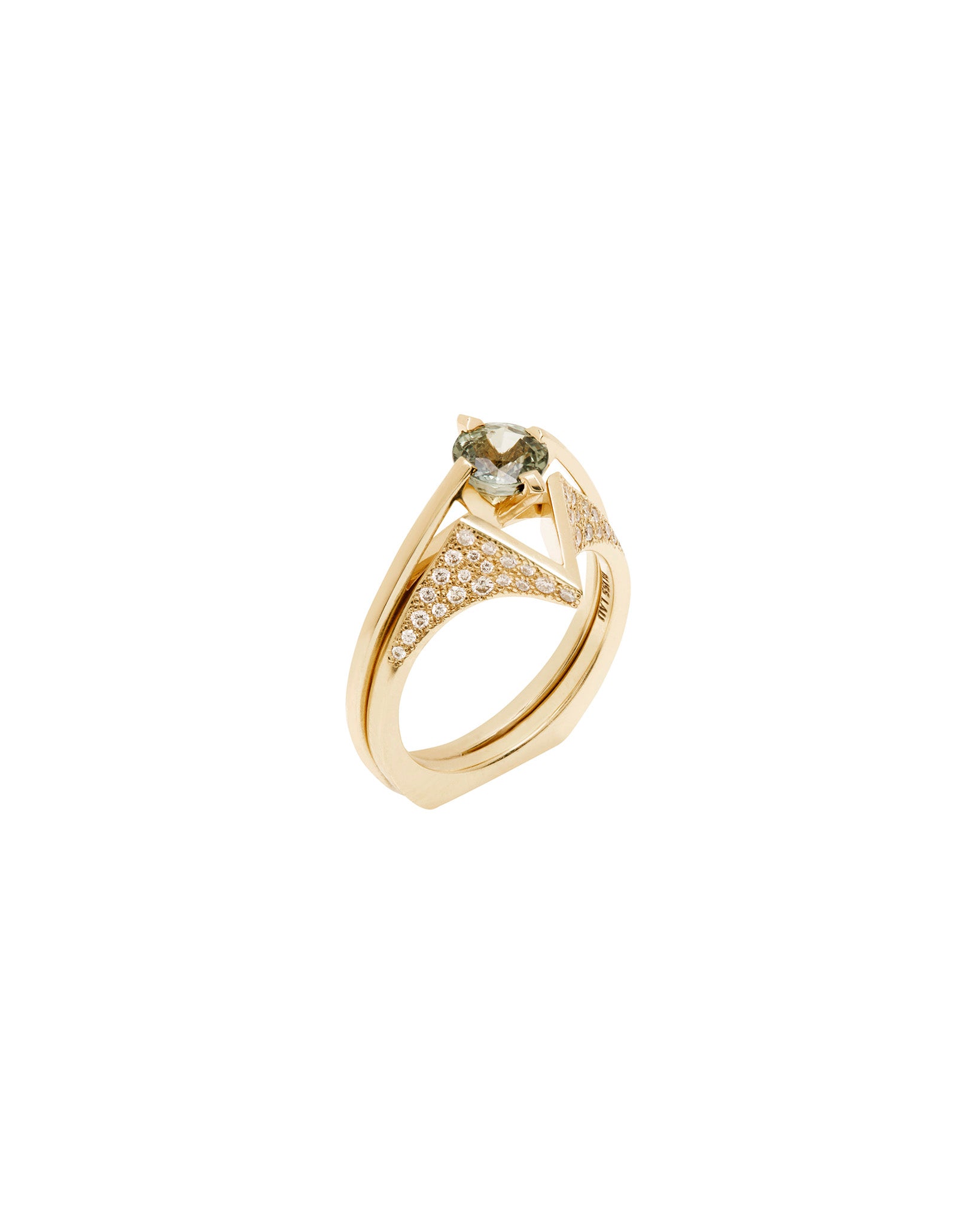 Minimalist Arc + Spire Pavé Ring Set