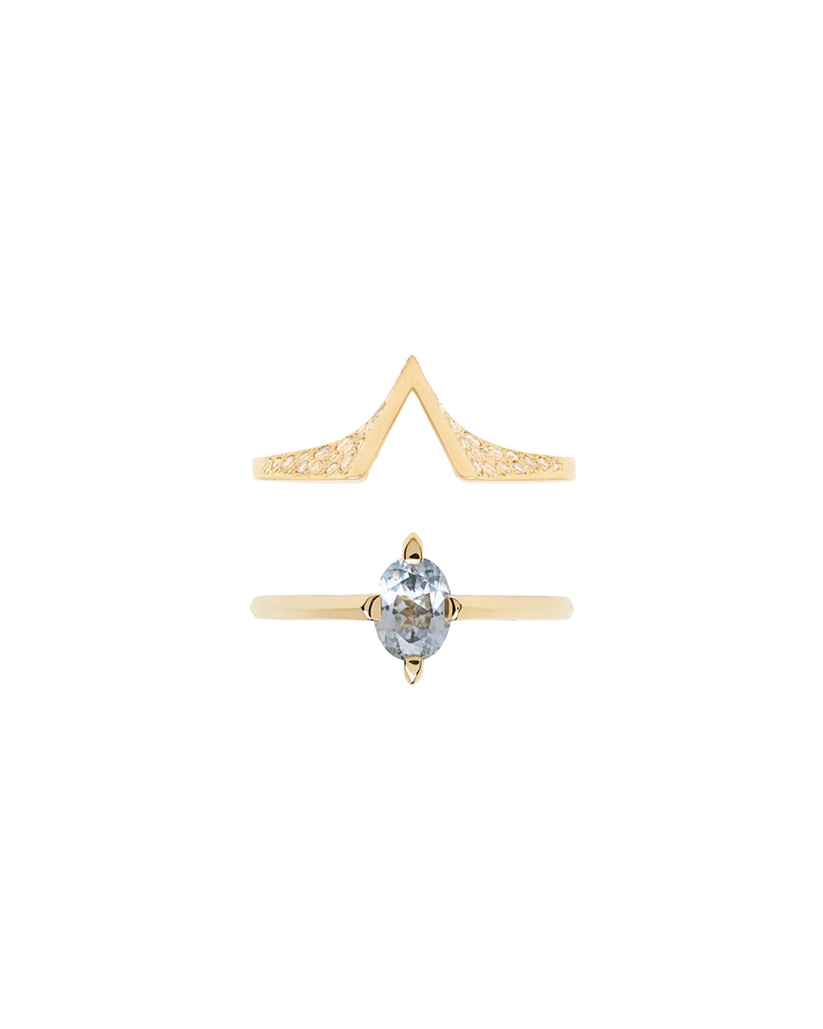 Minimalist Arc + Spire Pavé Ring Set