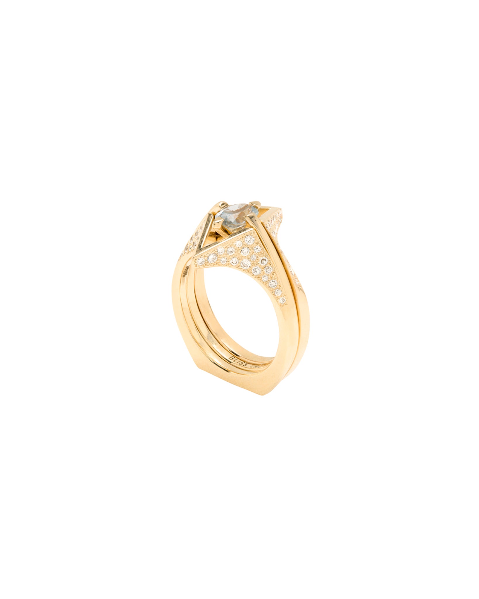 Minimalist Arc + Spire Pavé Stacked Ring Set