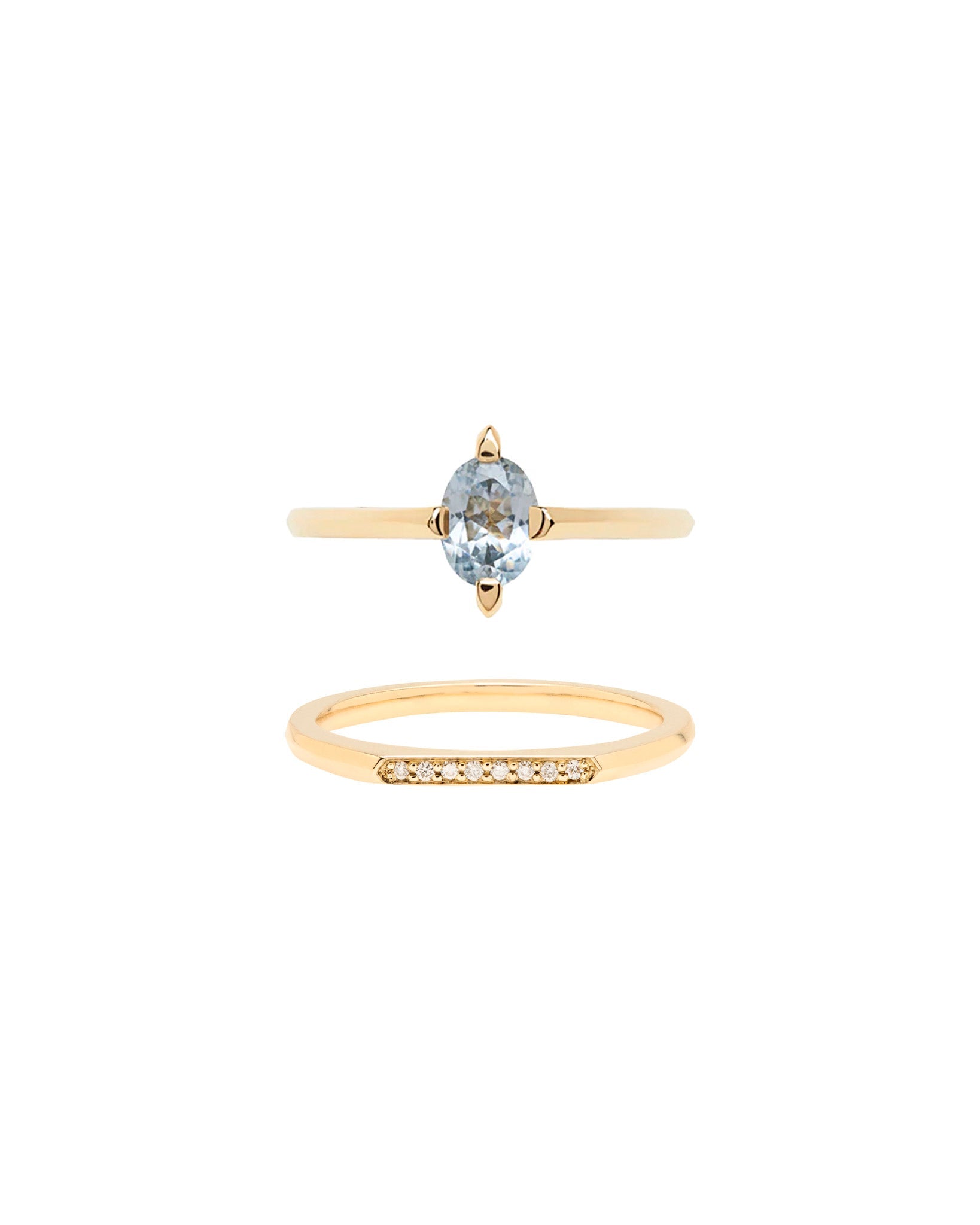 Minimalist Arc + Minimalist Pavé Band Ring Set