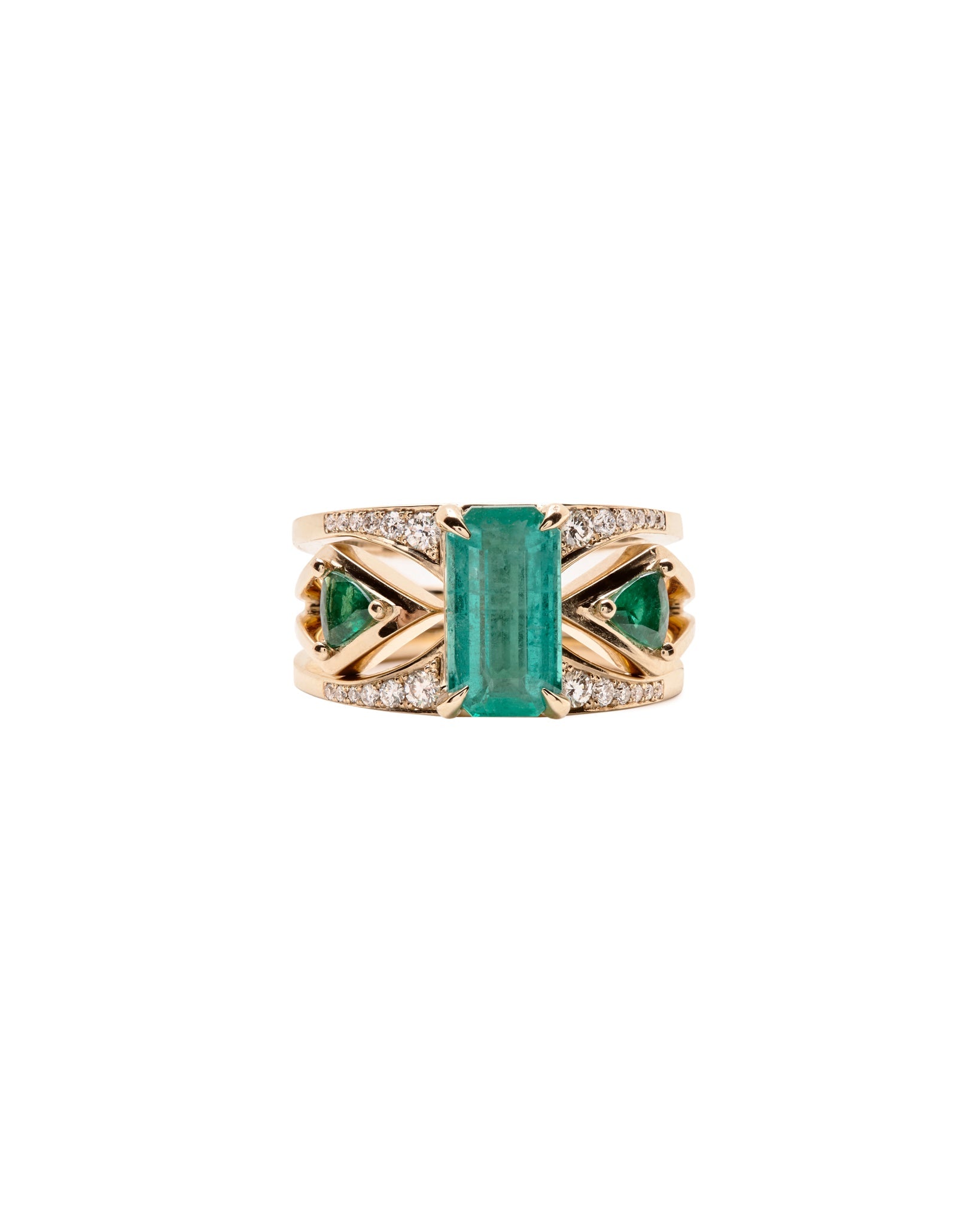 Mirage + Reflection Ring Set Emerald