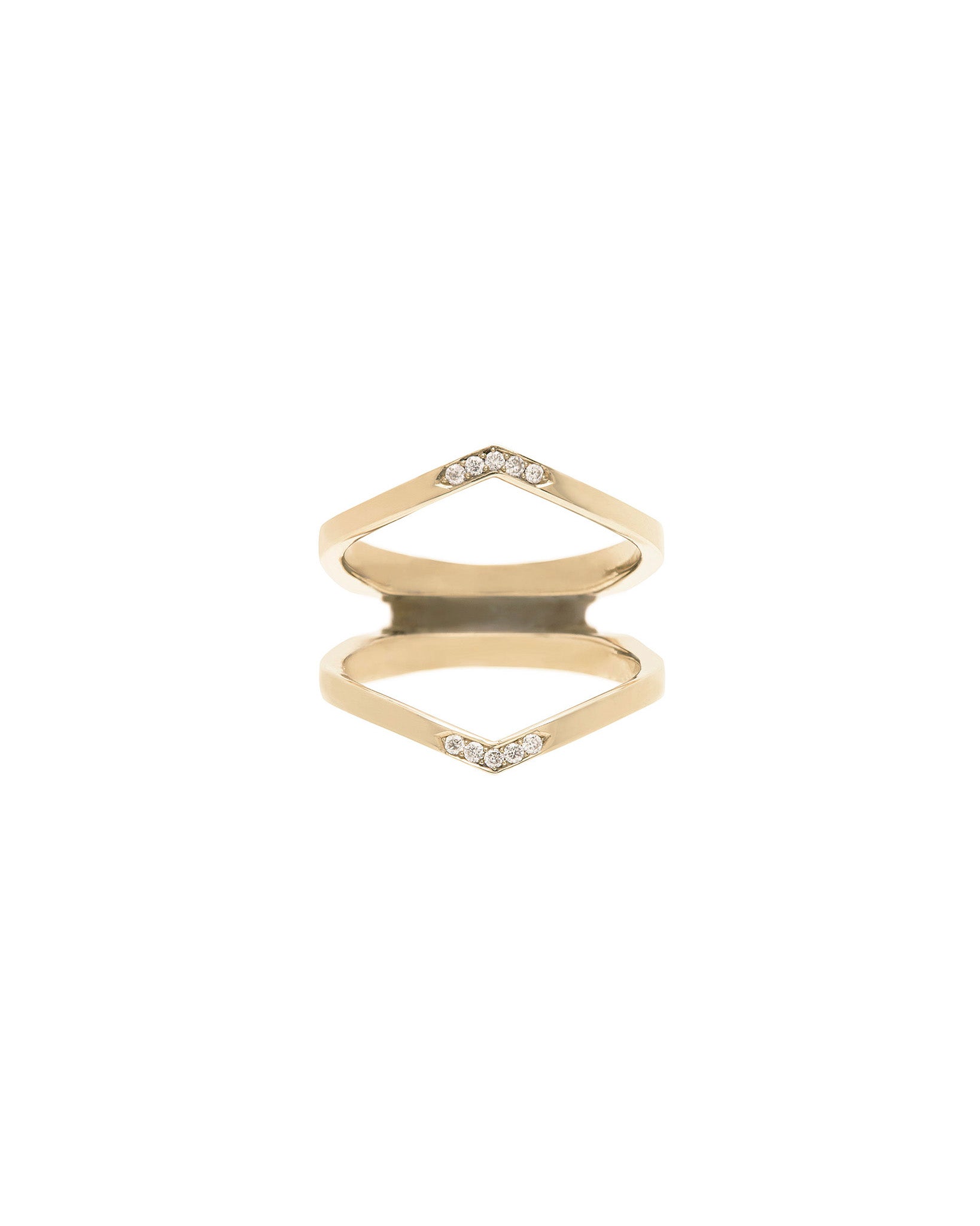 Minimalist Arc + Oblique X Enclose Ring Set