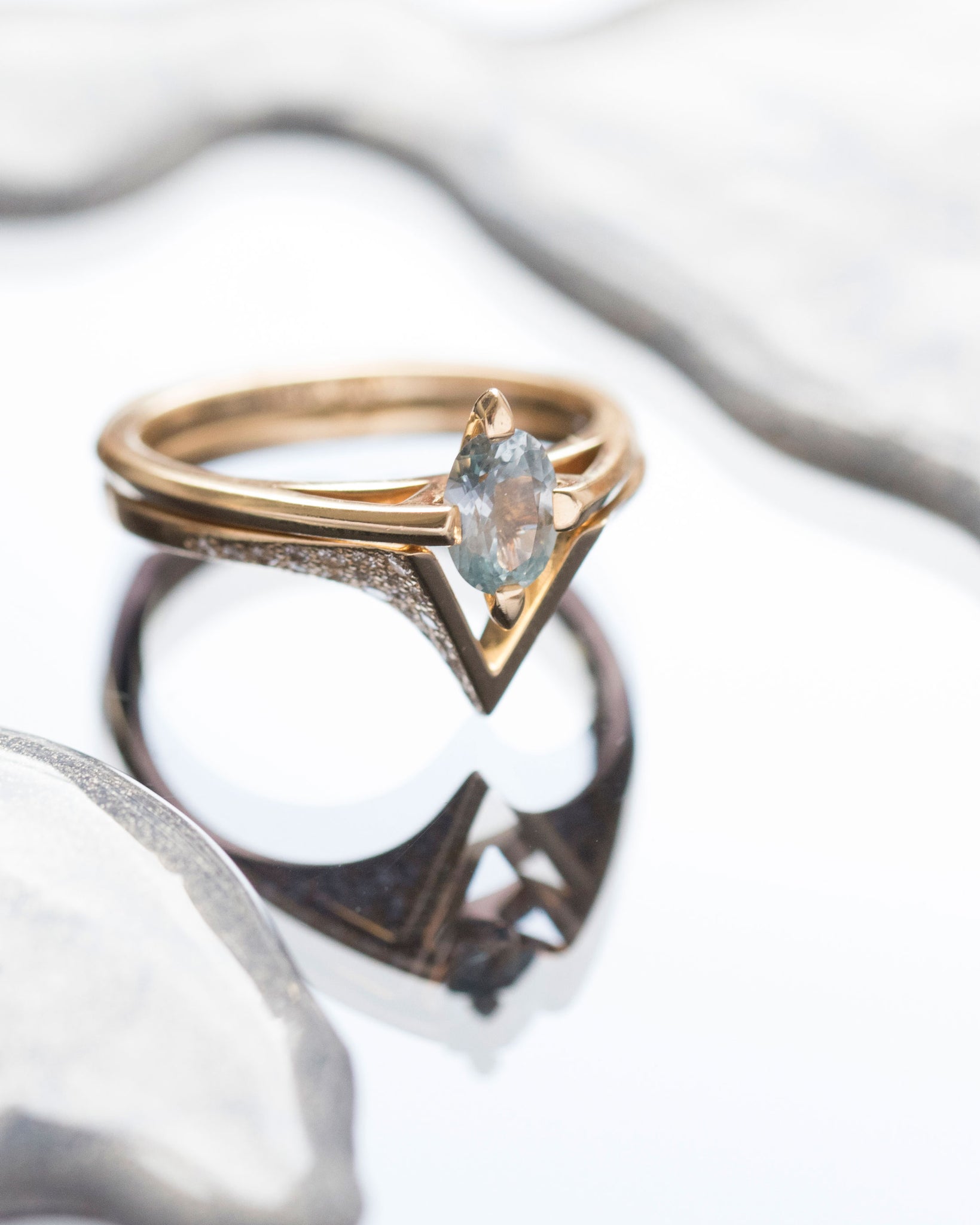 Minimalist Arc + Spire Pavé Ring Set