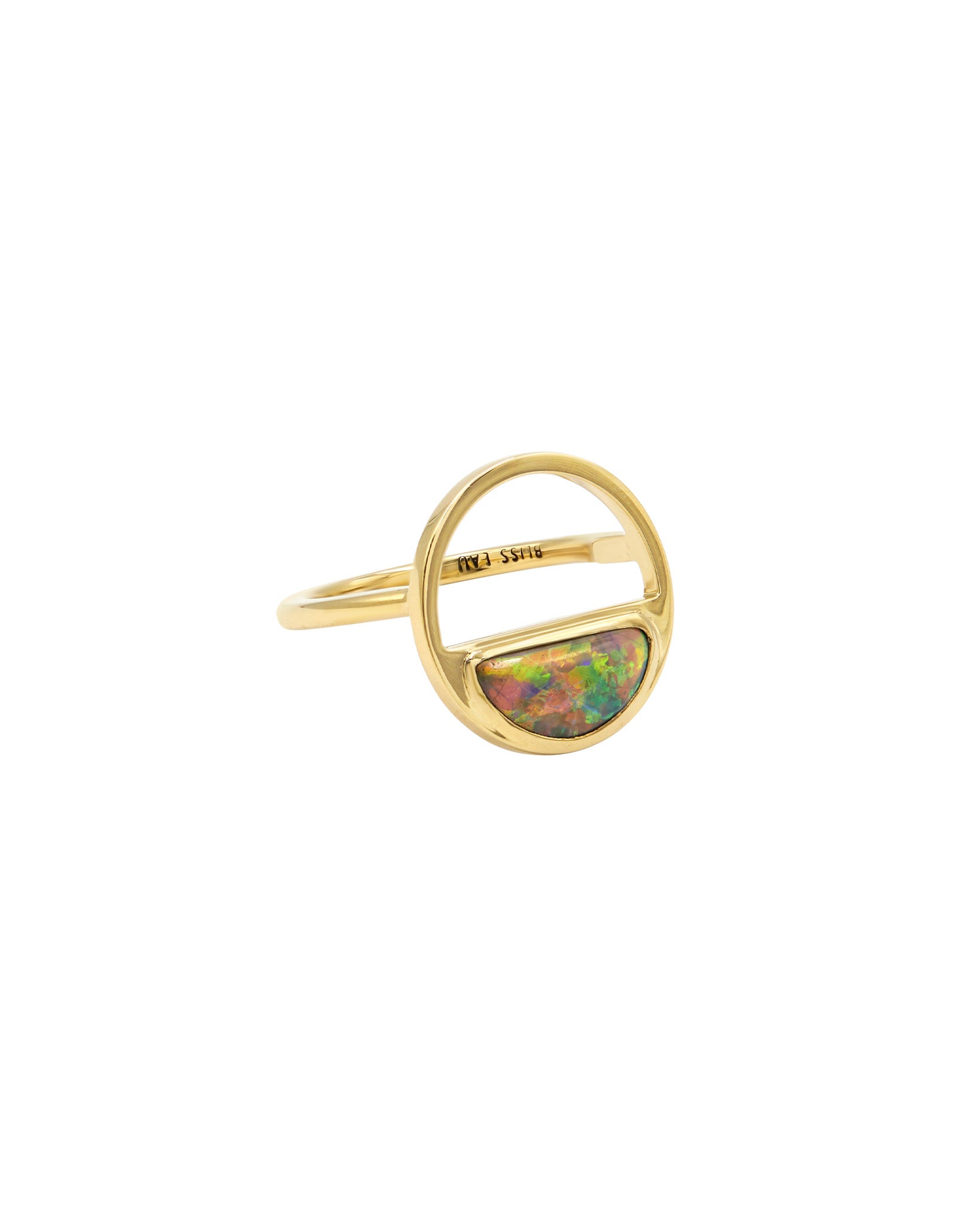 Bliss Lau aura ring with heritage dark opal three quarter view